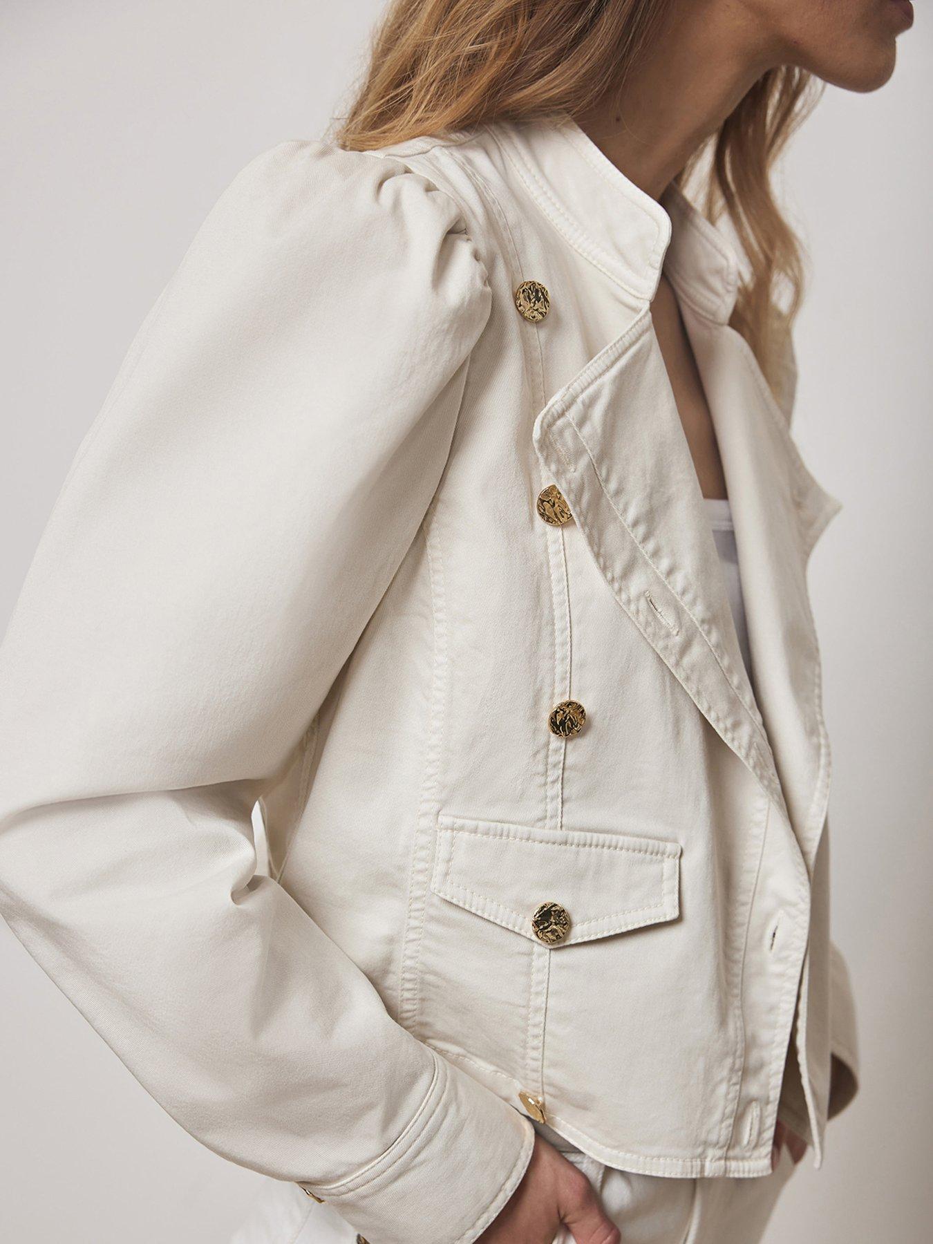 Mint Velvet Cream Cotton Military Jacket Very