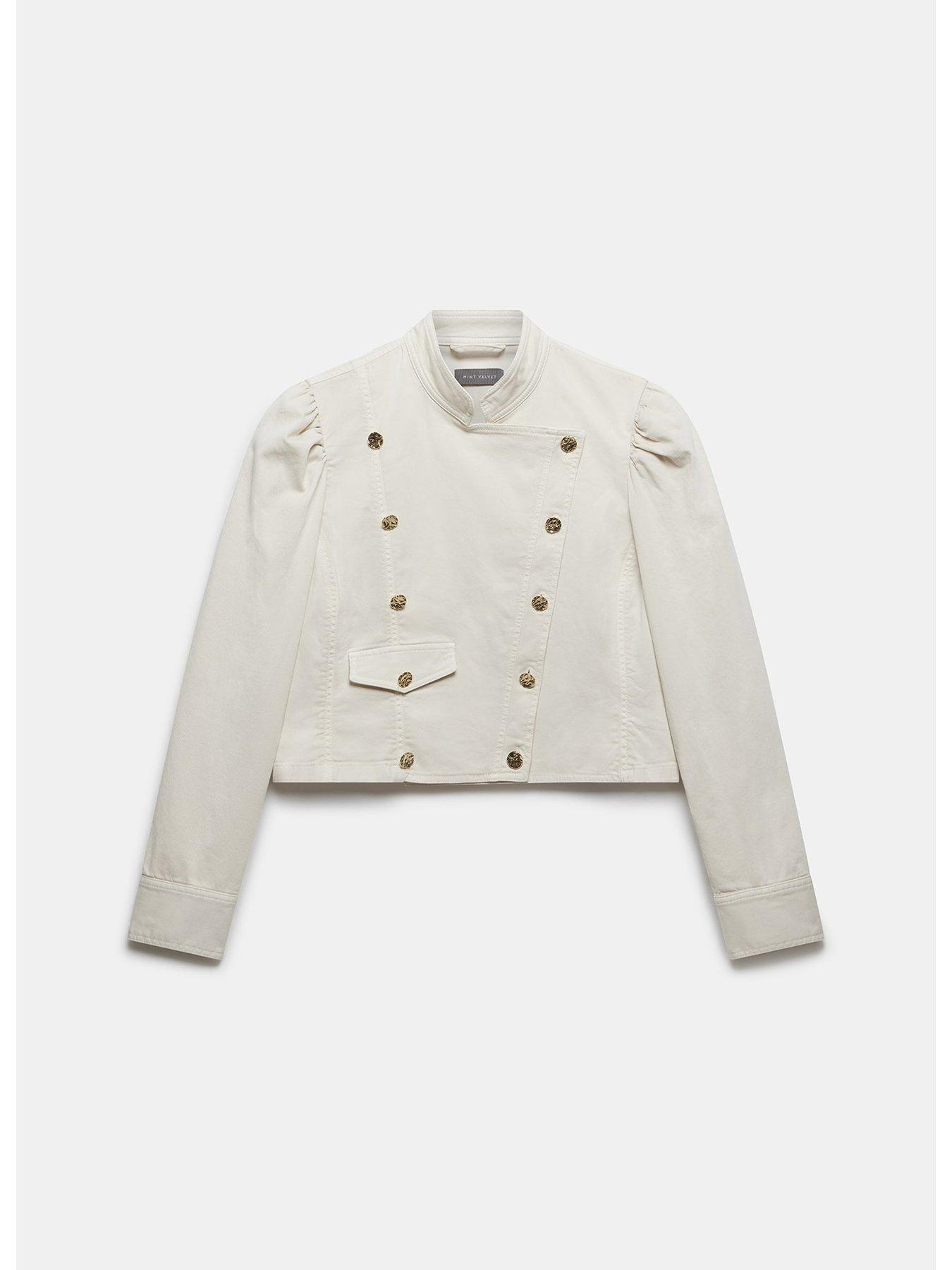 Mint Velvet Cream Cotton Military Jacket Very