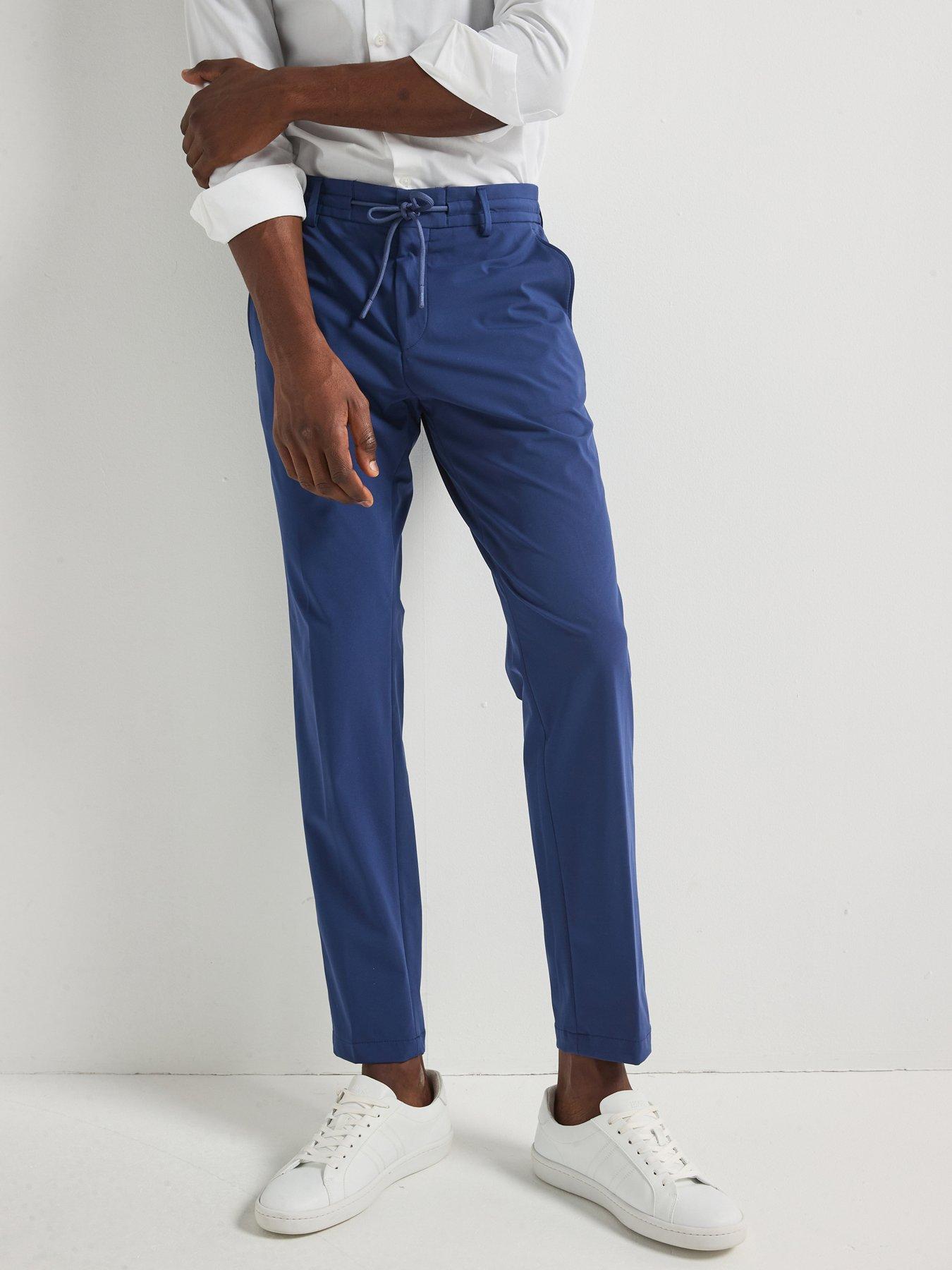 undefined P-Genius Drawstring Performance Stretch Slim Fit Suit Trousers - Blue