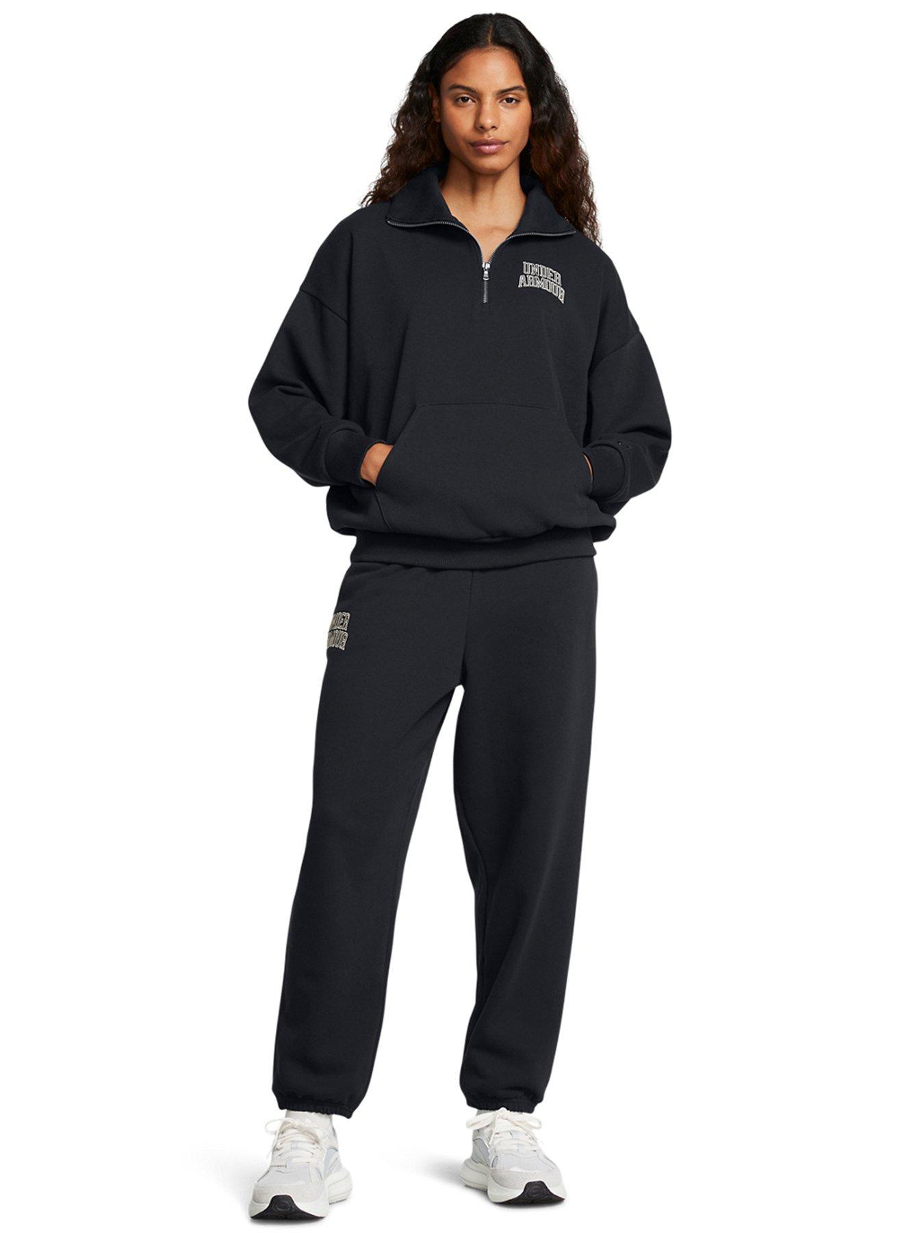 Image 3 of 3 of UNDER ARMOUR Women's Training Icon Heavyweight Terry Oversized 1/4 Zip Sweatshirt- Black