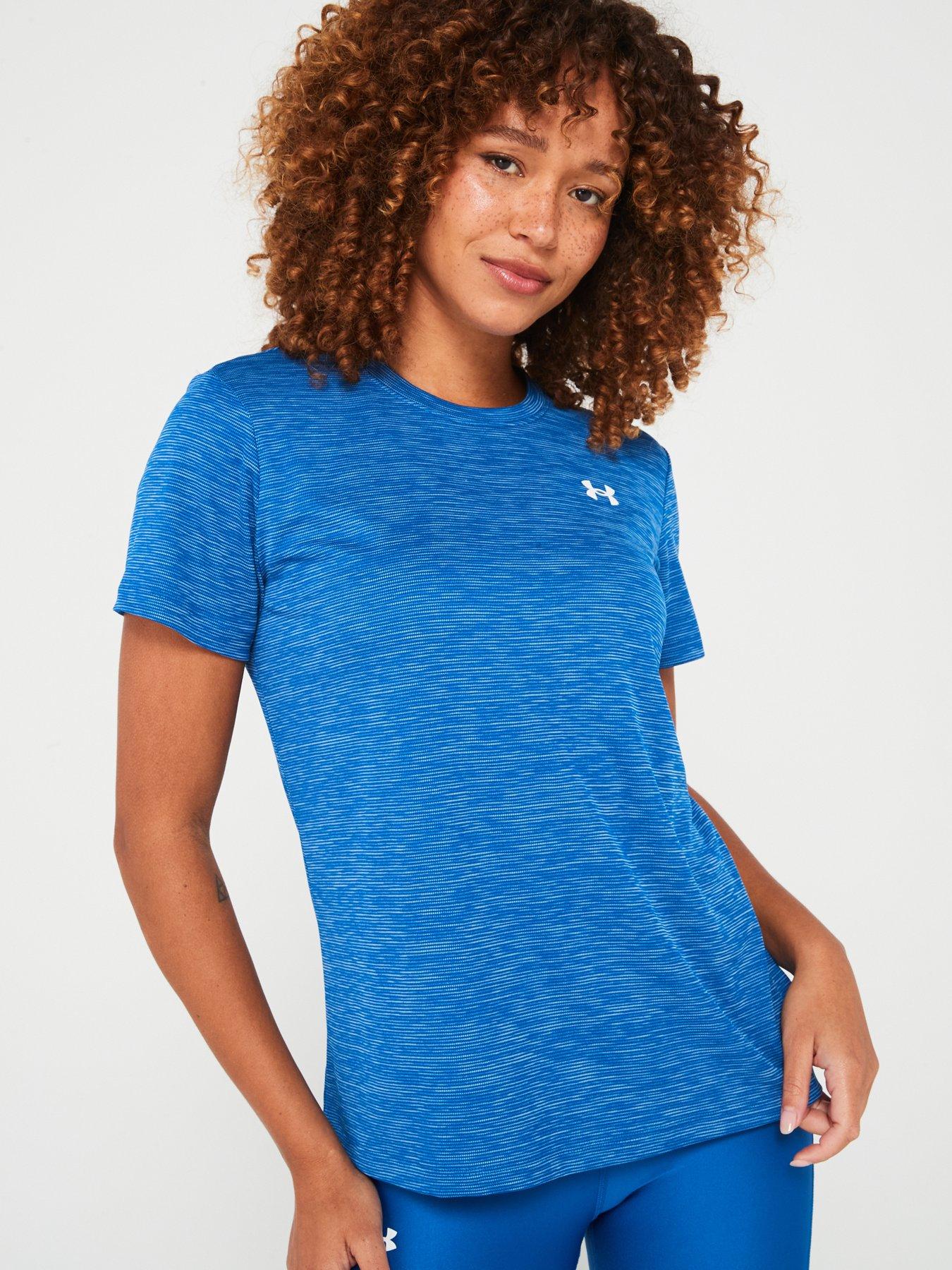 UNDER ARMOUR Womens Training Tech Textured T-Shirt - Blue, Blue, Size 2Xl, Women