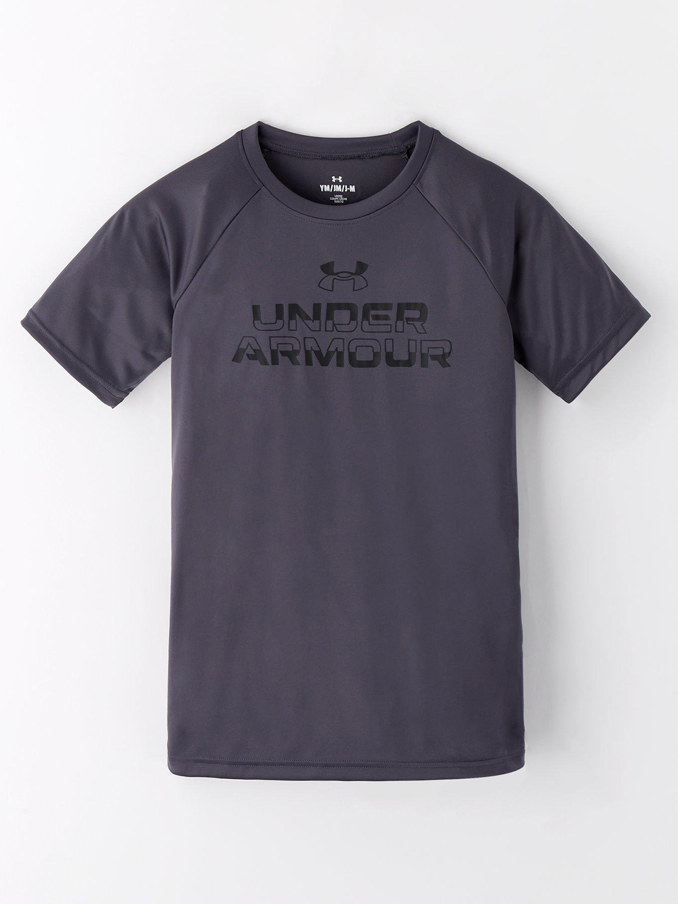 undefined Boys Training Tech Split Wordmark T-Shirt - Grey