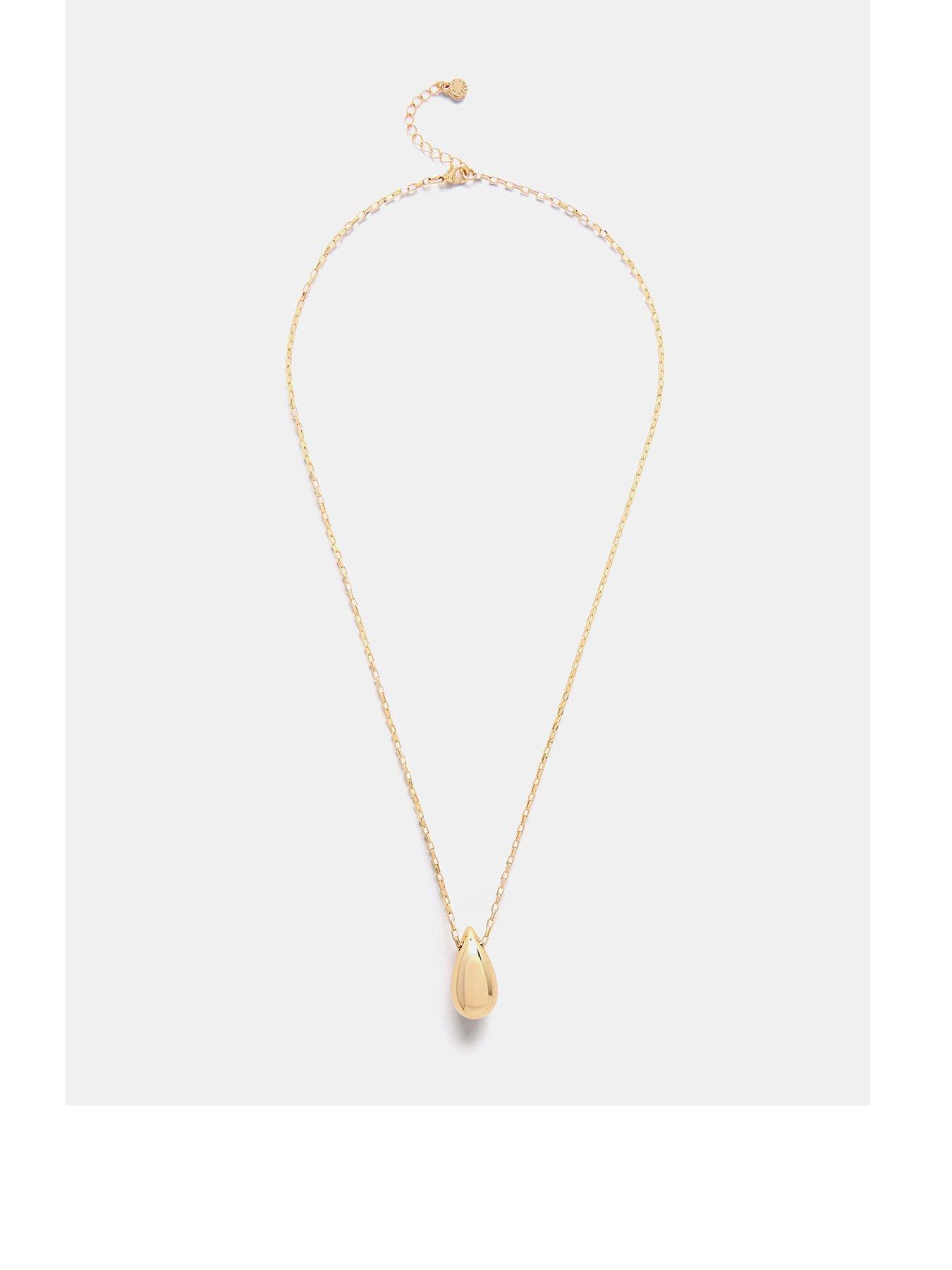 Product photograph of Mint Velvet Gold Drop Pendant Necklace from very.co.uk