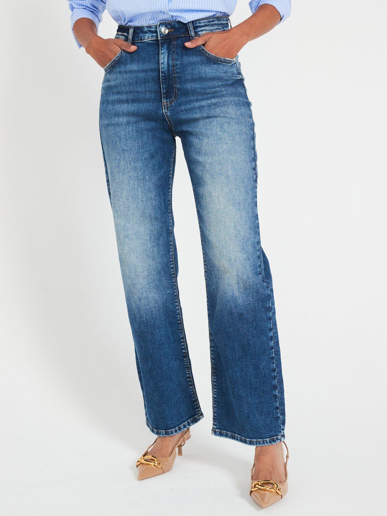 undefined Comfort Stretch Wide Leg Jeans - Midi Wash