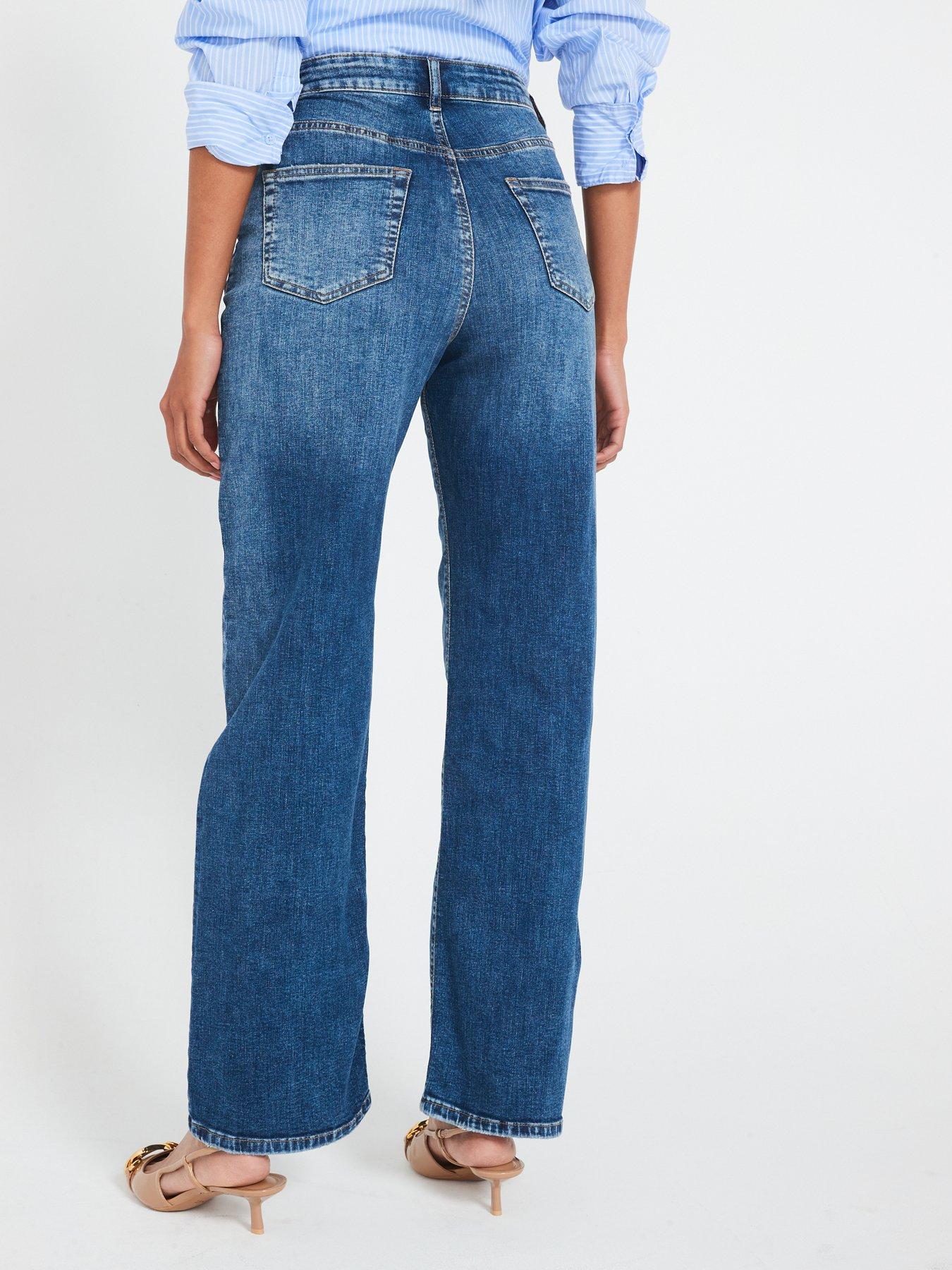 Image 2 of 6 of The Very Collection Comfort Stretch Wide Leg Jeans - Midi Wash