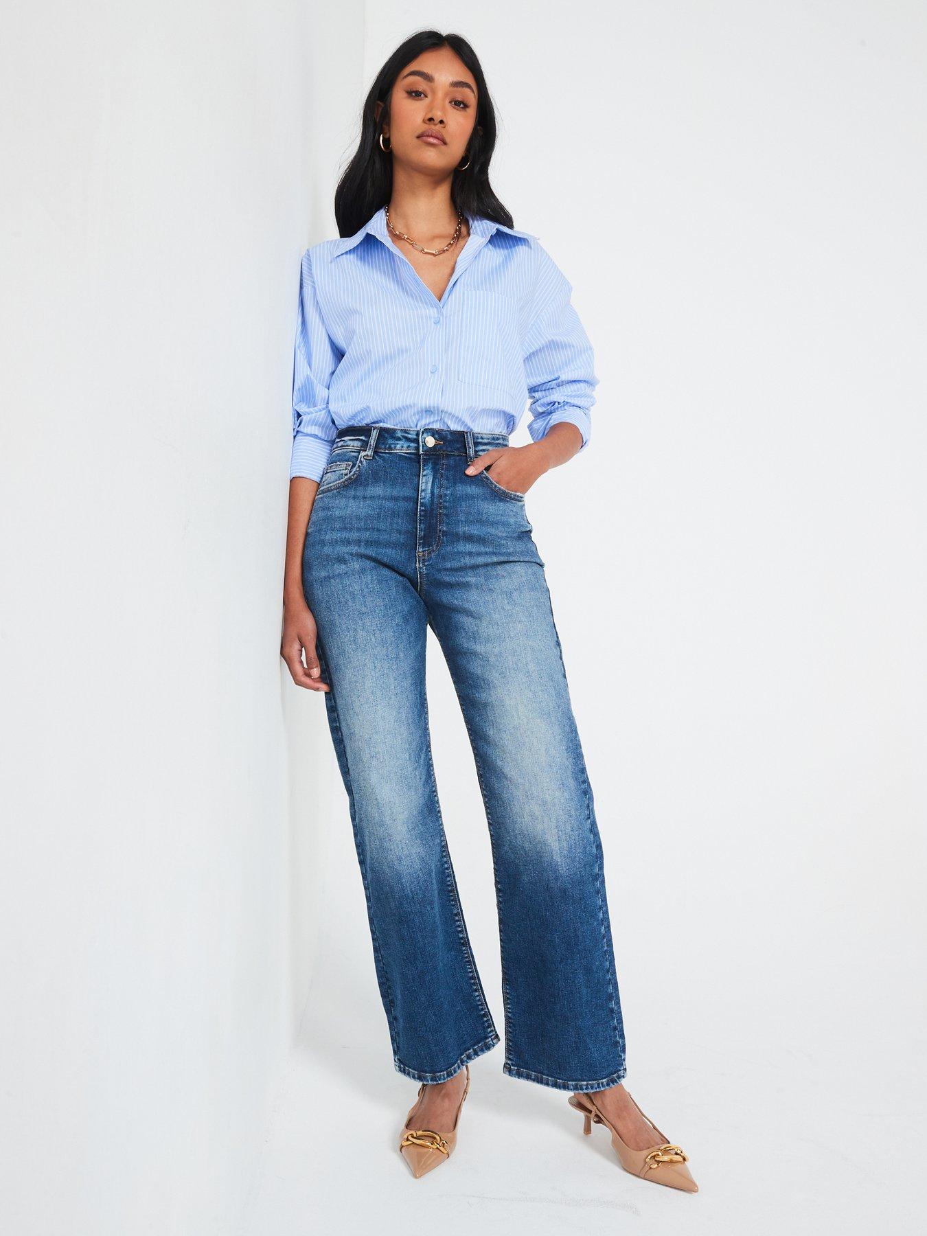 Image 3 of 6 of The Very Collection Comfort Stretch Wide Leg Jeans - Midi Wash