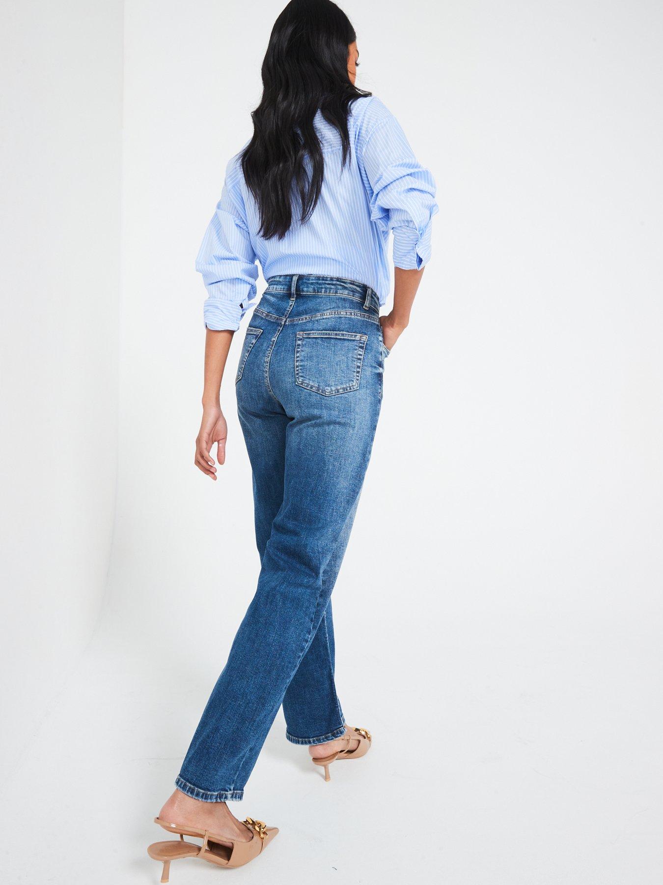 Image 4 of 6 of The Very Collection Comfort Stretch Wide Leg Jeans - Midi Wash