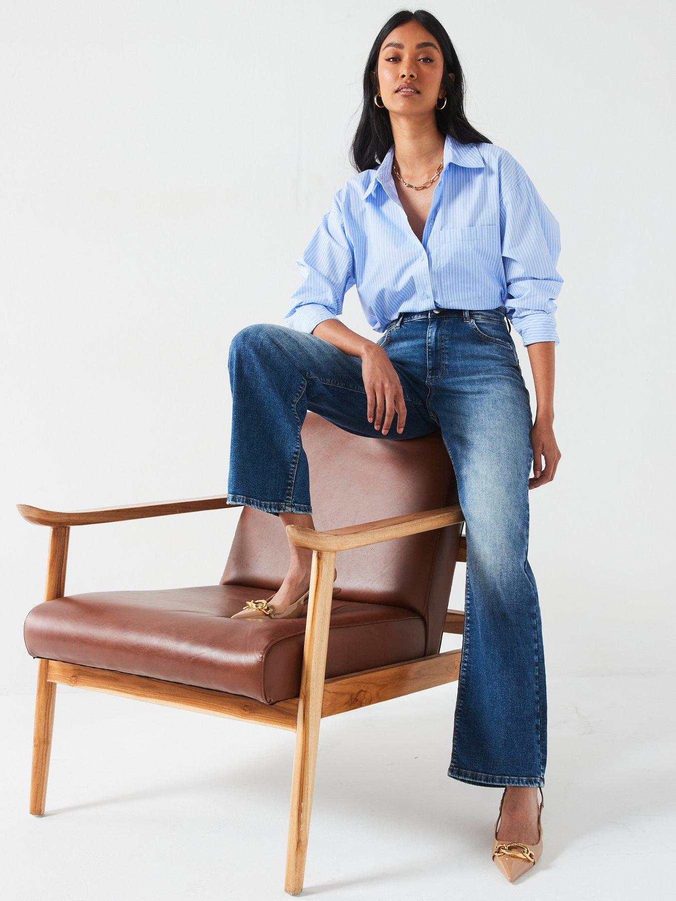 Image 5 of 6 of The Very Collection Comfort Stretch Wide Leg Jeans - Midi Wash