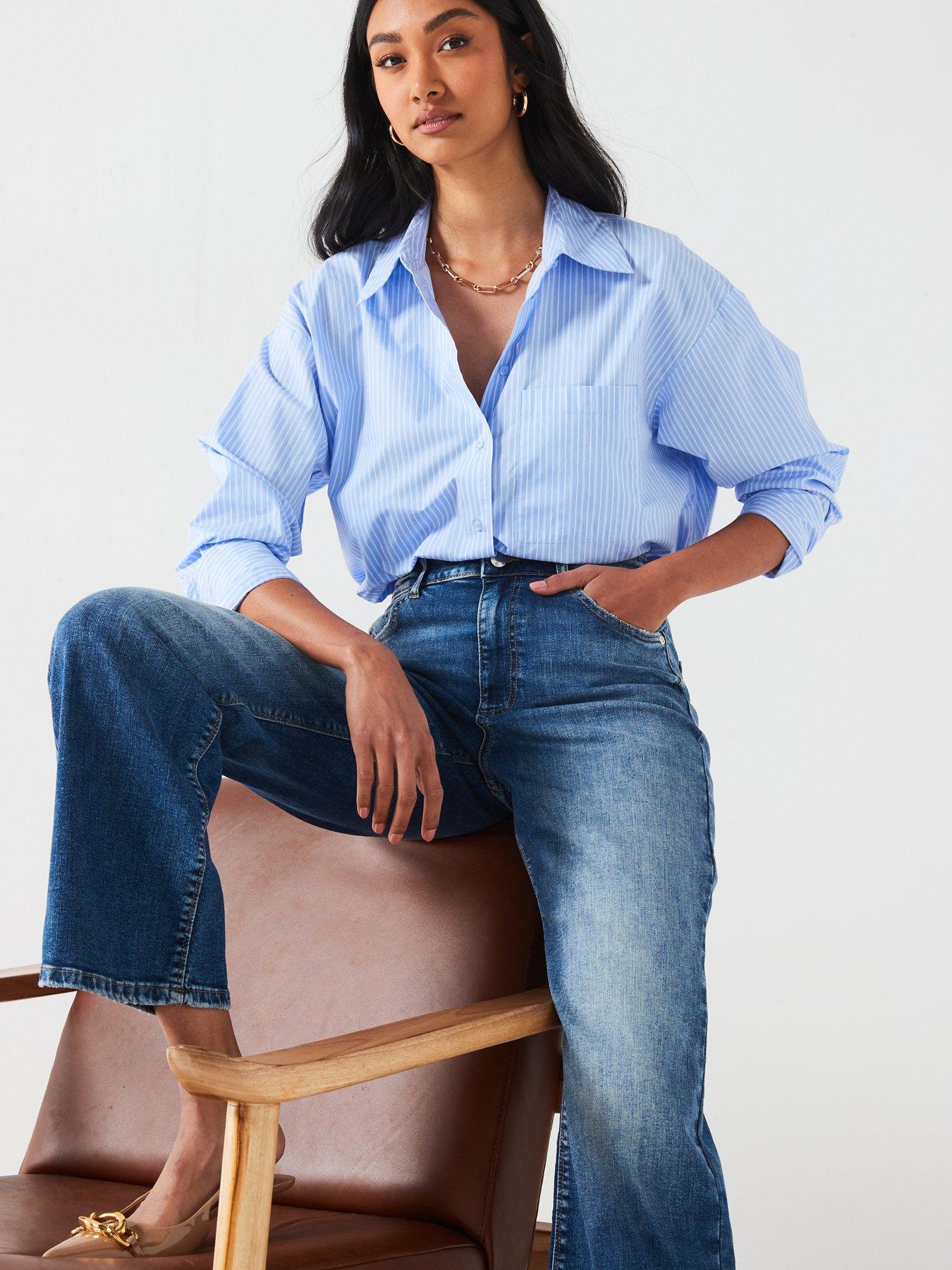 Image 6 of 6 of The Very Collection Comfort Stretch Wide Leg Jeans - Midi Wash