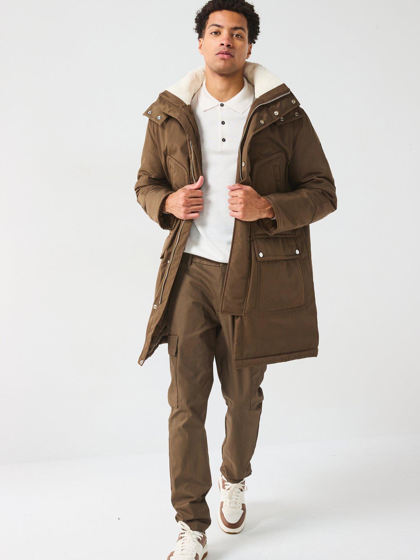 undefined H-Coyan Fleece Collar Parka - Brown
