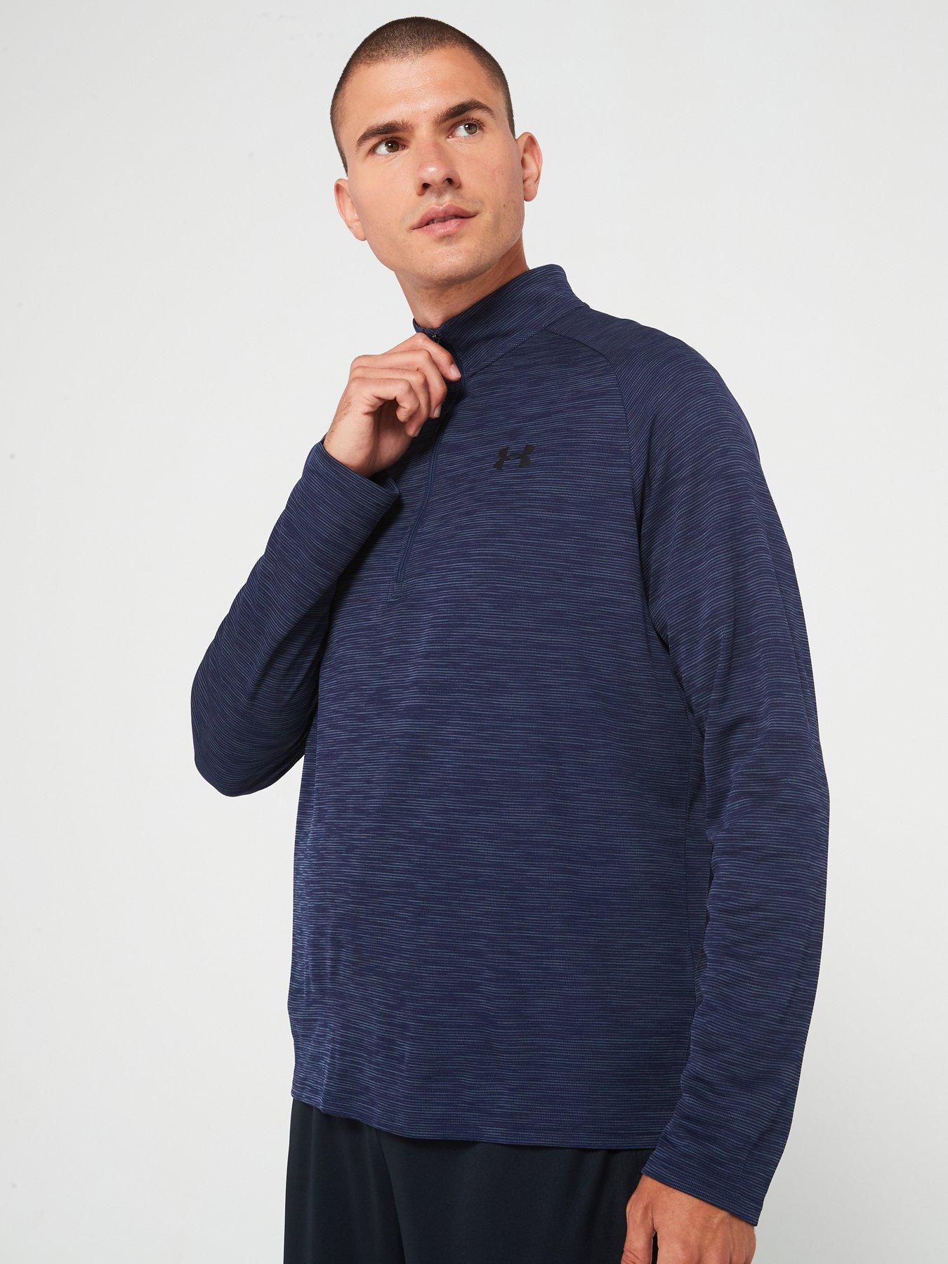 undefined Men's Training Tech Textured 1/2 Zip Top - Navy