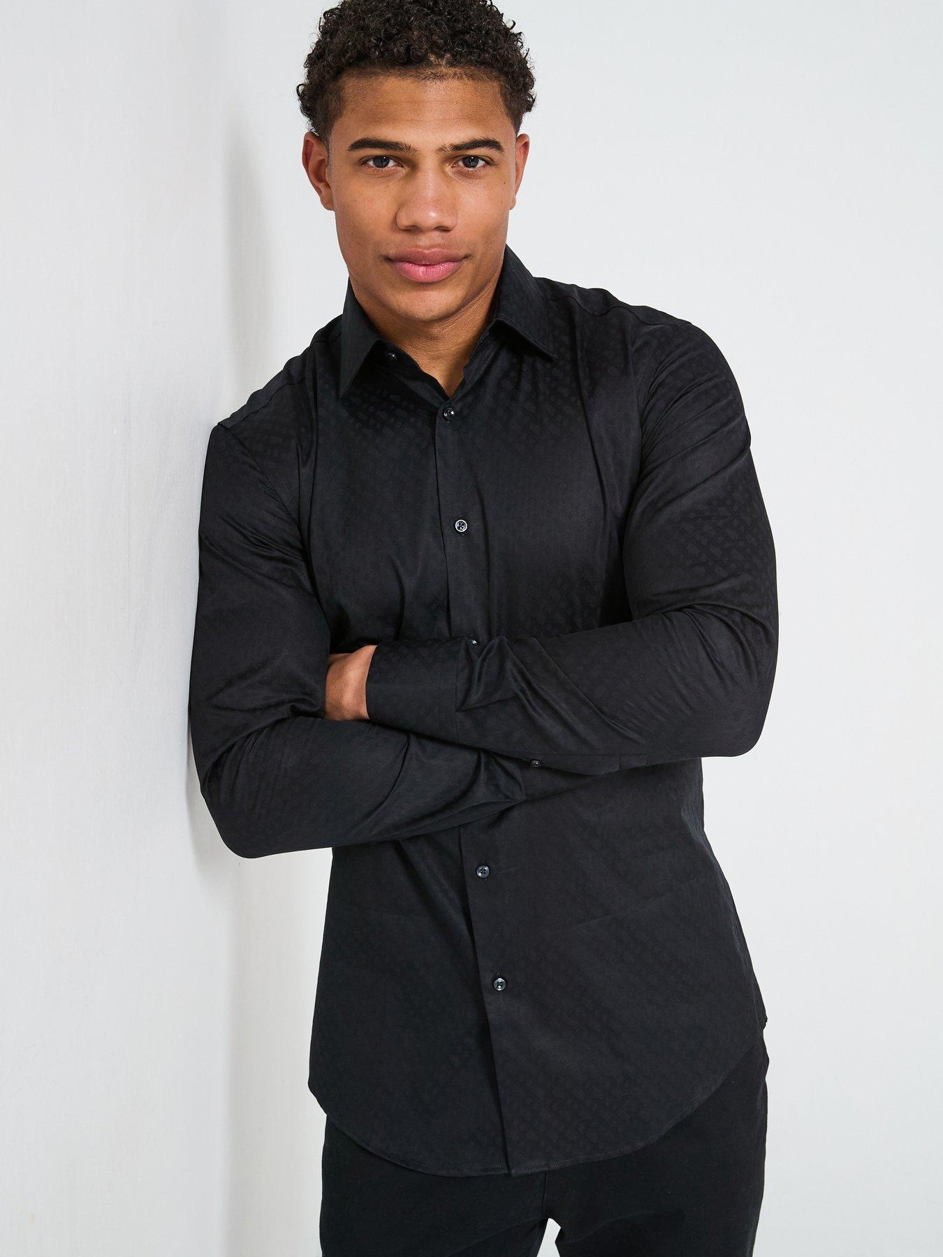 undefined H-Hank Mono Print Long Sleeve Shirt - Black