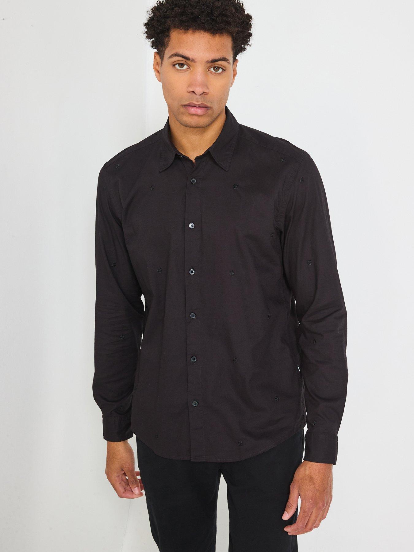 undefined C-Liam Regular Fit Embroidered Logo Shirt - Black