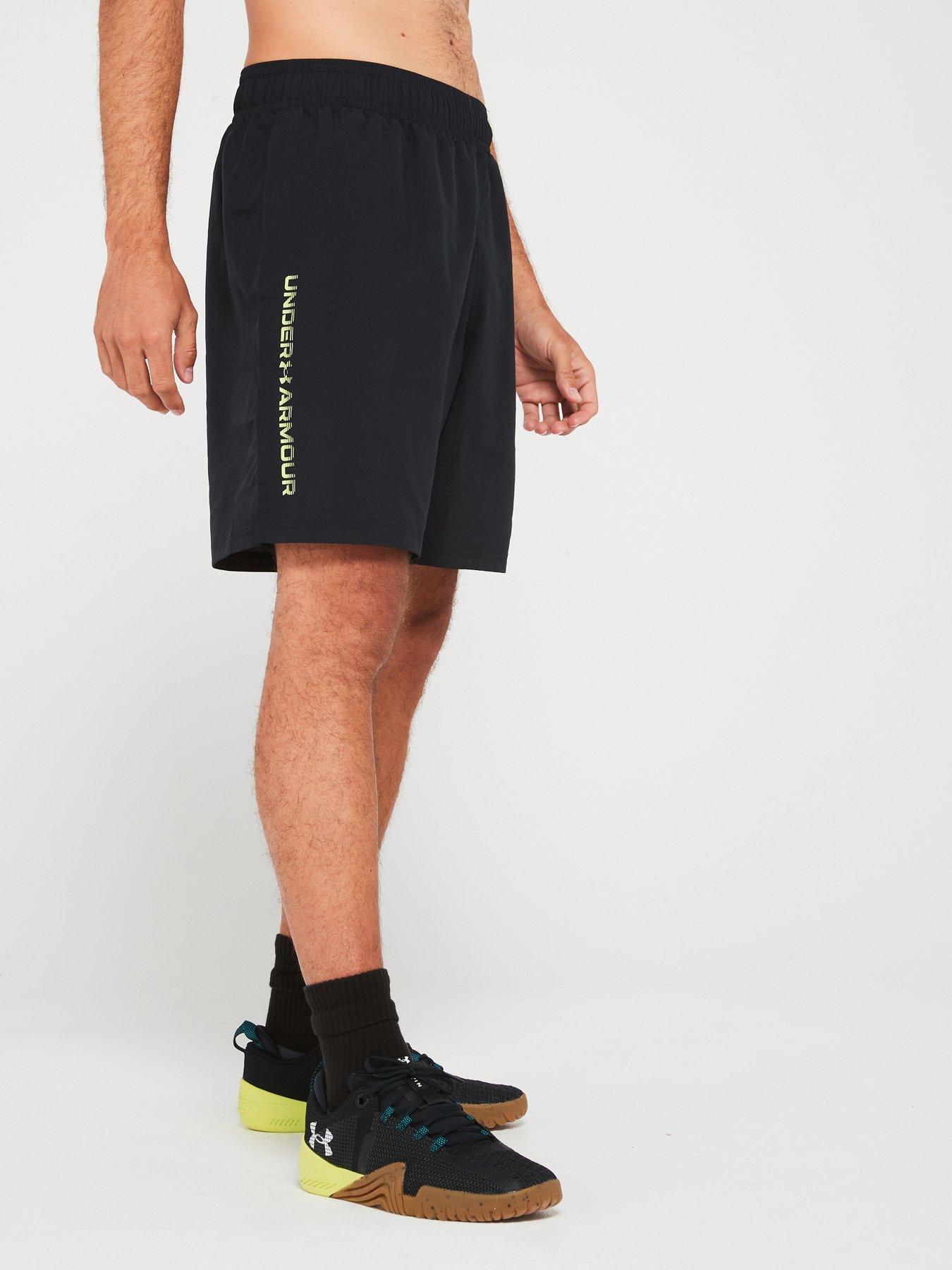 undefined Mens Training Woven Wordmark Shorts - Black