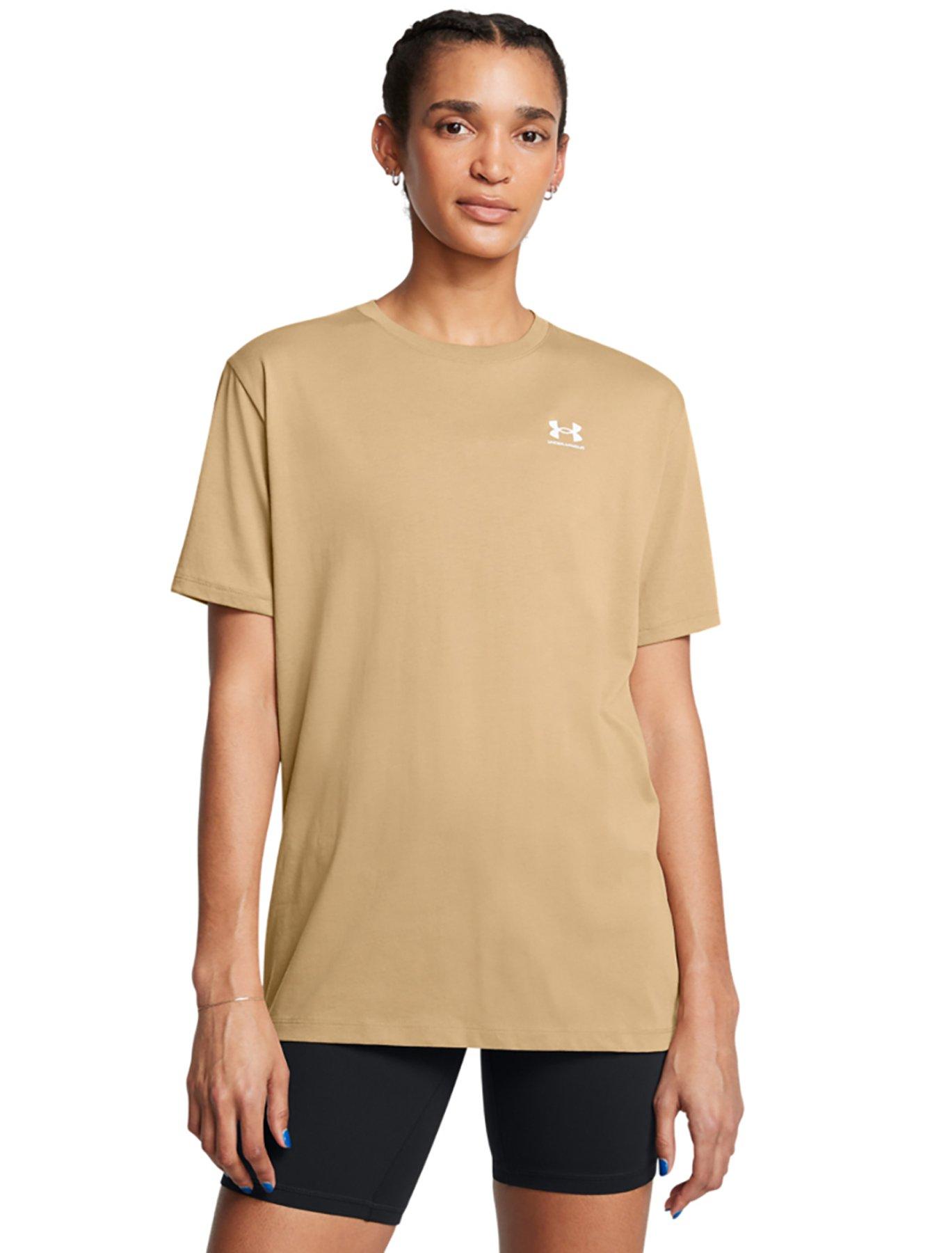 Under Armour Women'S Training Boyfriend Fit Logo T-Shirt - Tan