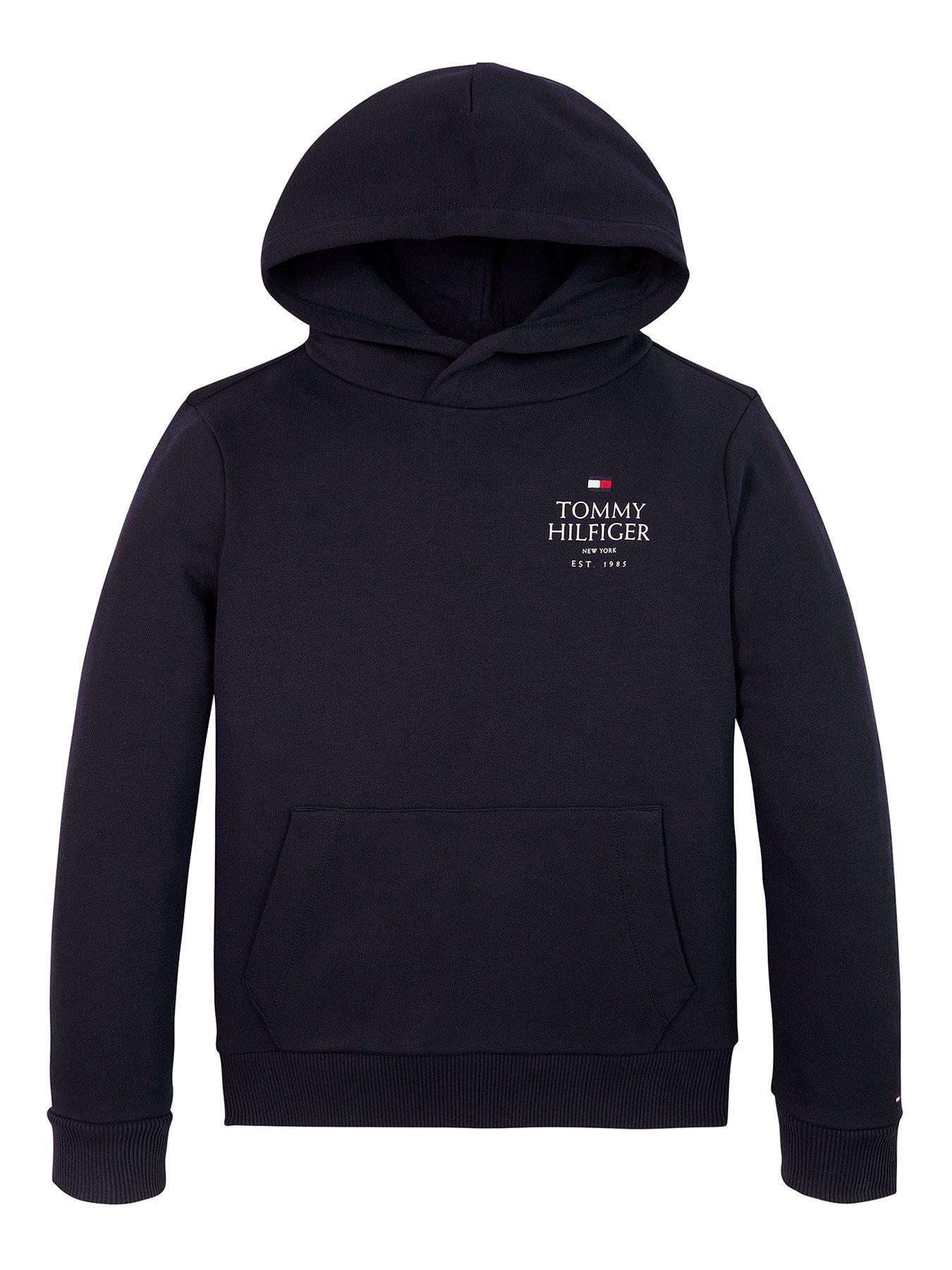 Tommy Hilfiger Boys Th Logo Puff Print Reg Hoodie Navy Very