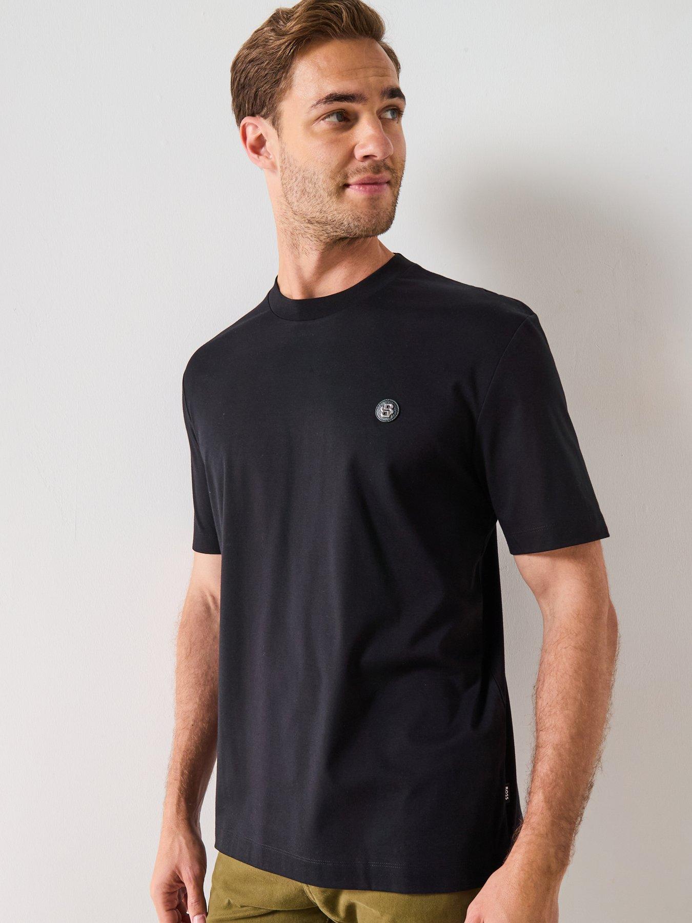 BOSS C-Taut 01 Regular Fit Nickel Logo T-Shirt, Black, Size 2Xl, Men