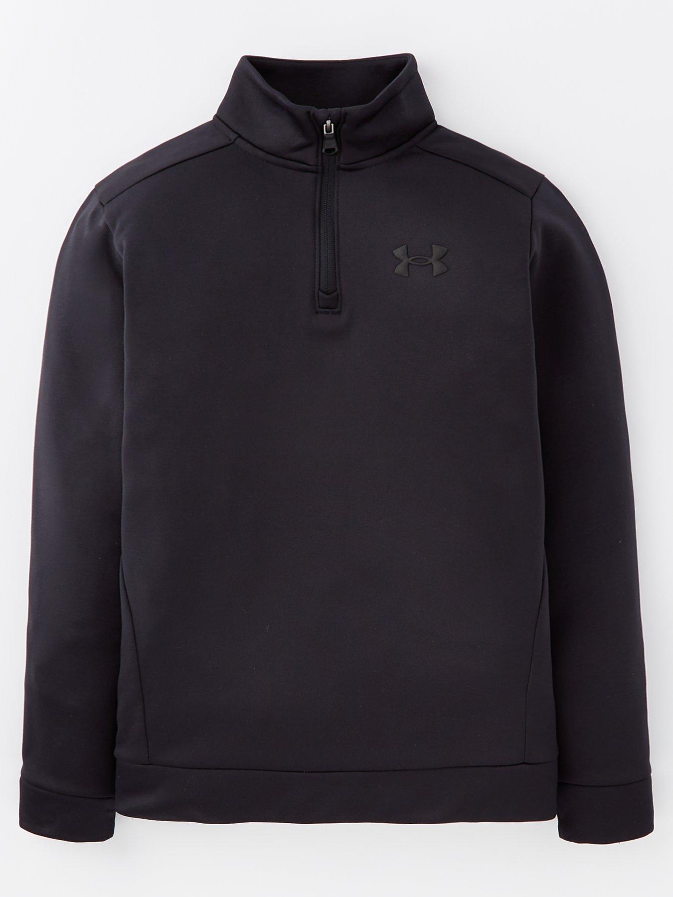 UNDER ARMOUR Junior Boys Rival Fleece Full Zip Hoodie Black White Very