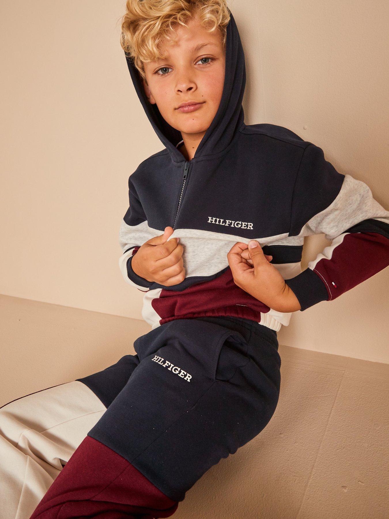 Tommy Hilfiger Boys Colourblock Fleece Zip Up Hoodie Multi Very
