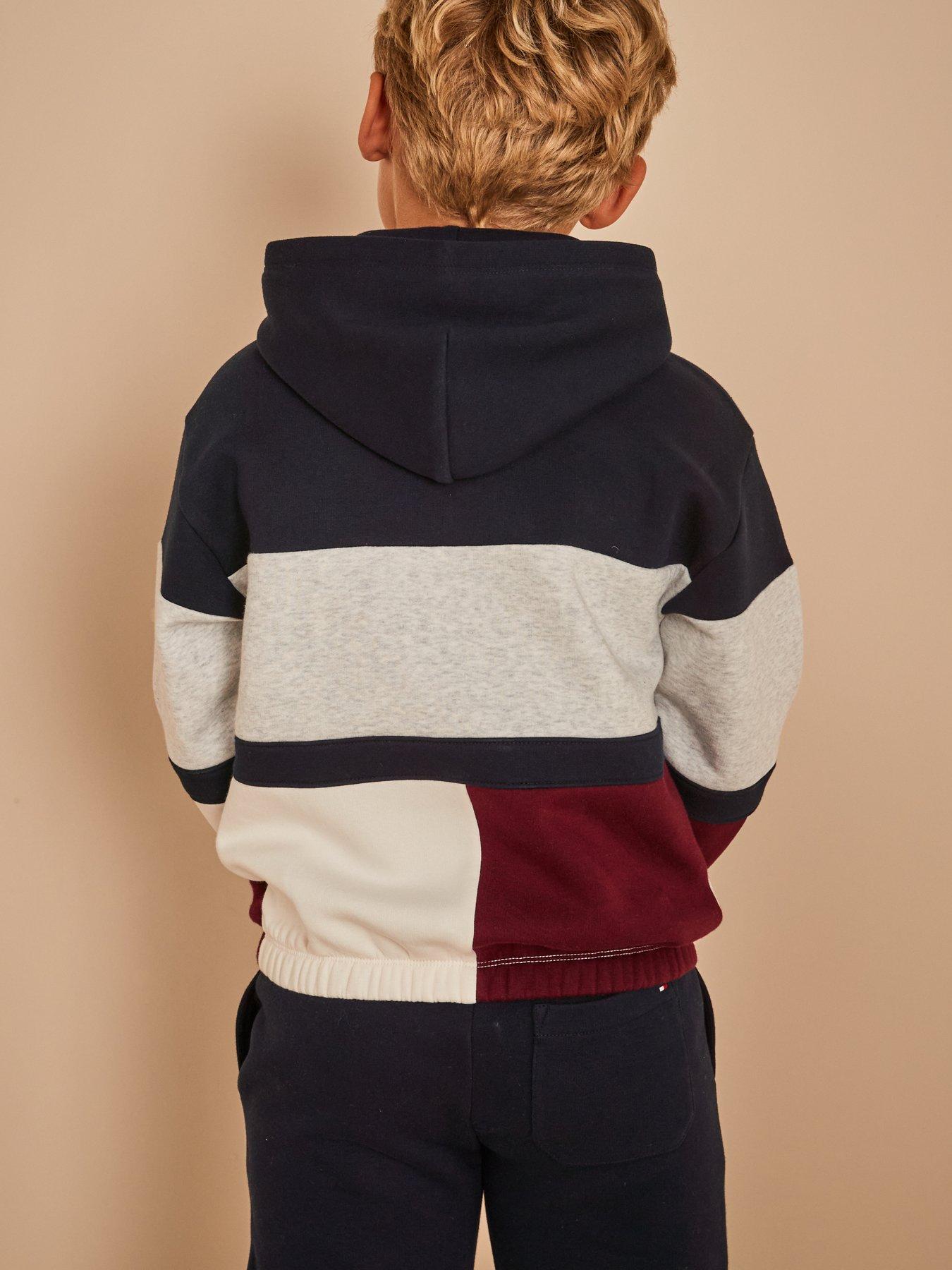 Boys Colourblock Fleece Zip Up Hoodie Multi