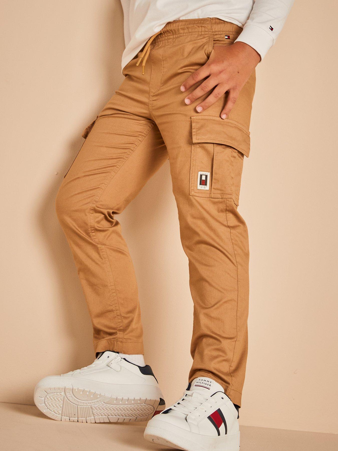 Boys Cargo Pull On Cotton Pants Khaki