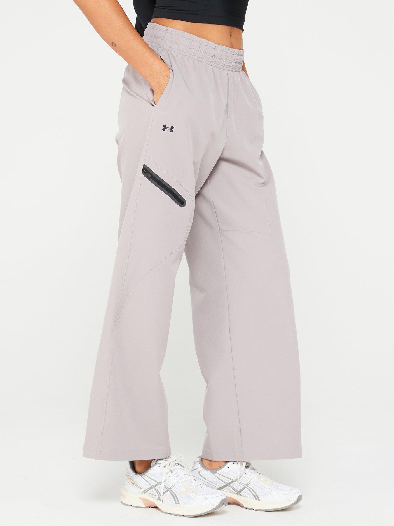 UNDER ARMOUR Womens Lifestyle Unstoppable Woven Wide Leg Pants Grey Very