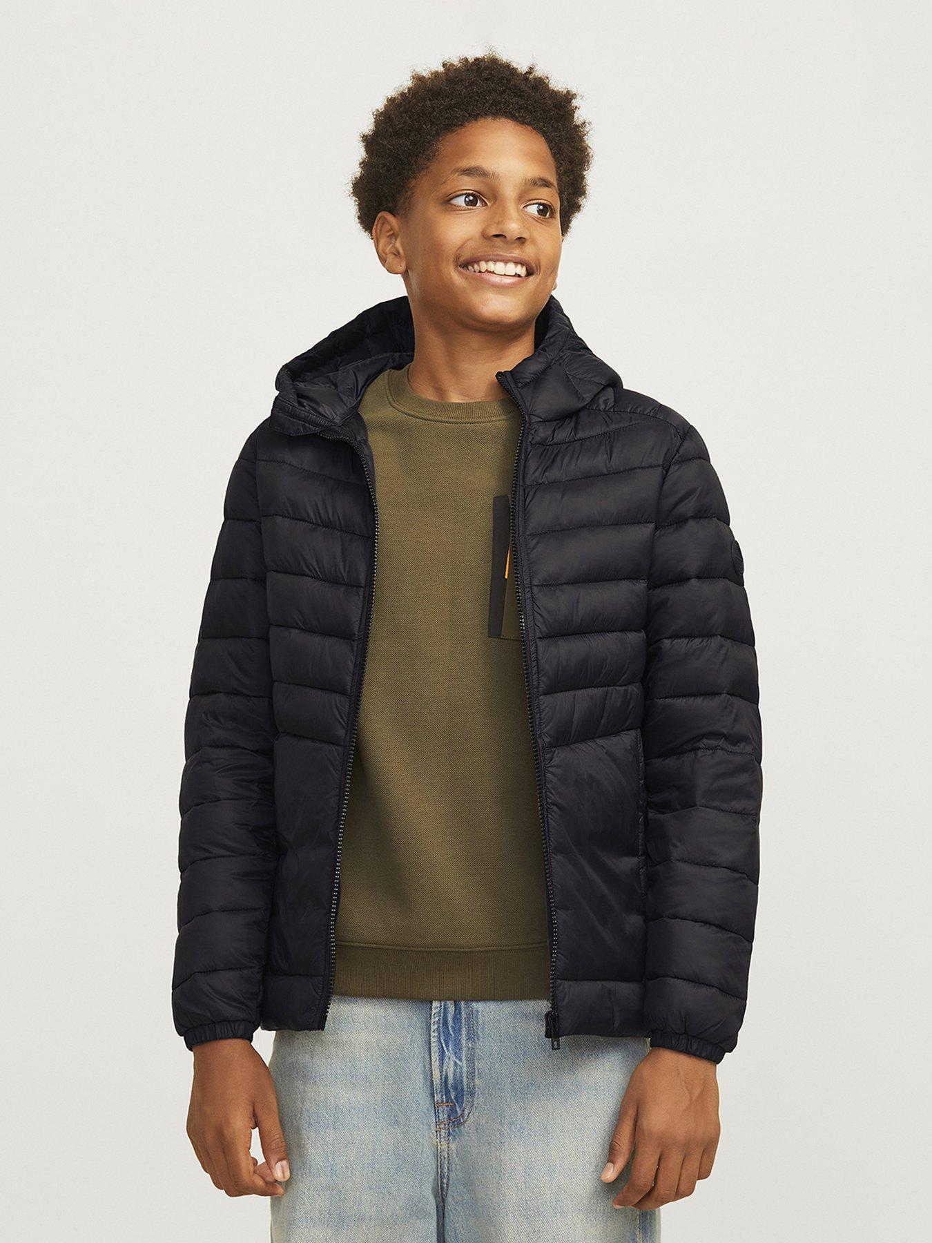 undefined Boys Sprint Solid Padded Hooded Jacket - Black