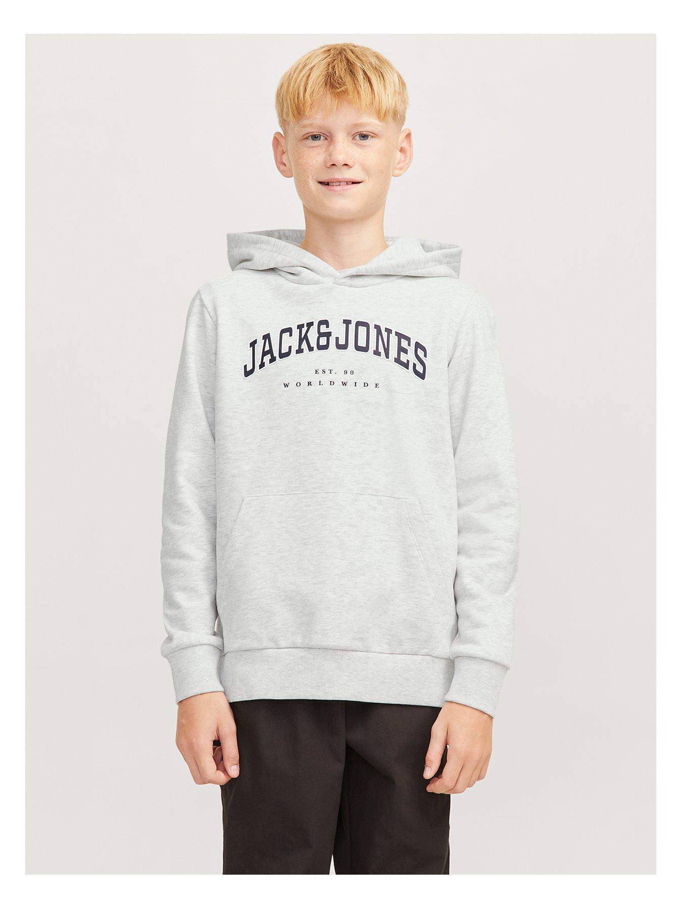 undefined Boys Caleb Varsity Sweat Hoodie - Grey / White Melange