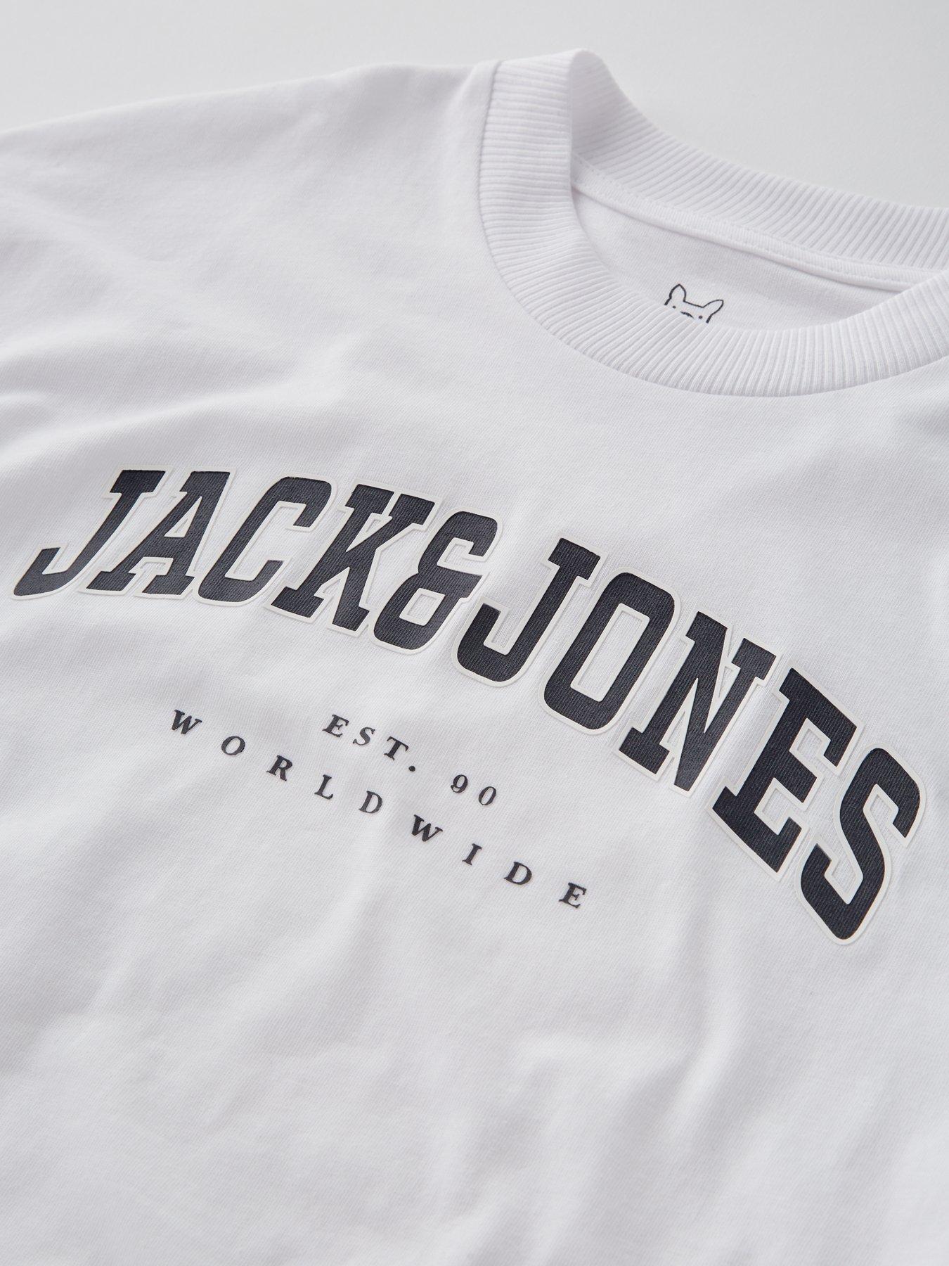 Image 3 of 5 of Jack & Jones Junior Boys Caleb Varsity T-Shirt - White