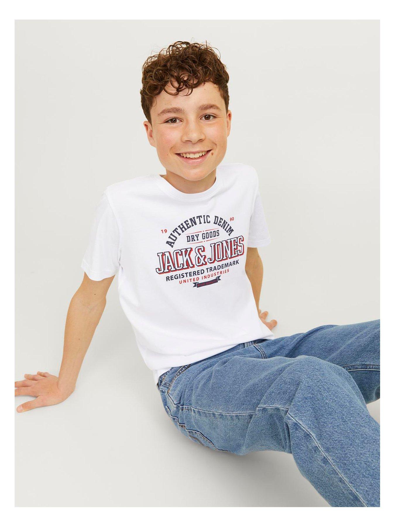 undefined Boys 2 Colour Logo Tshirt - White