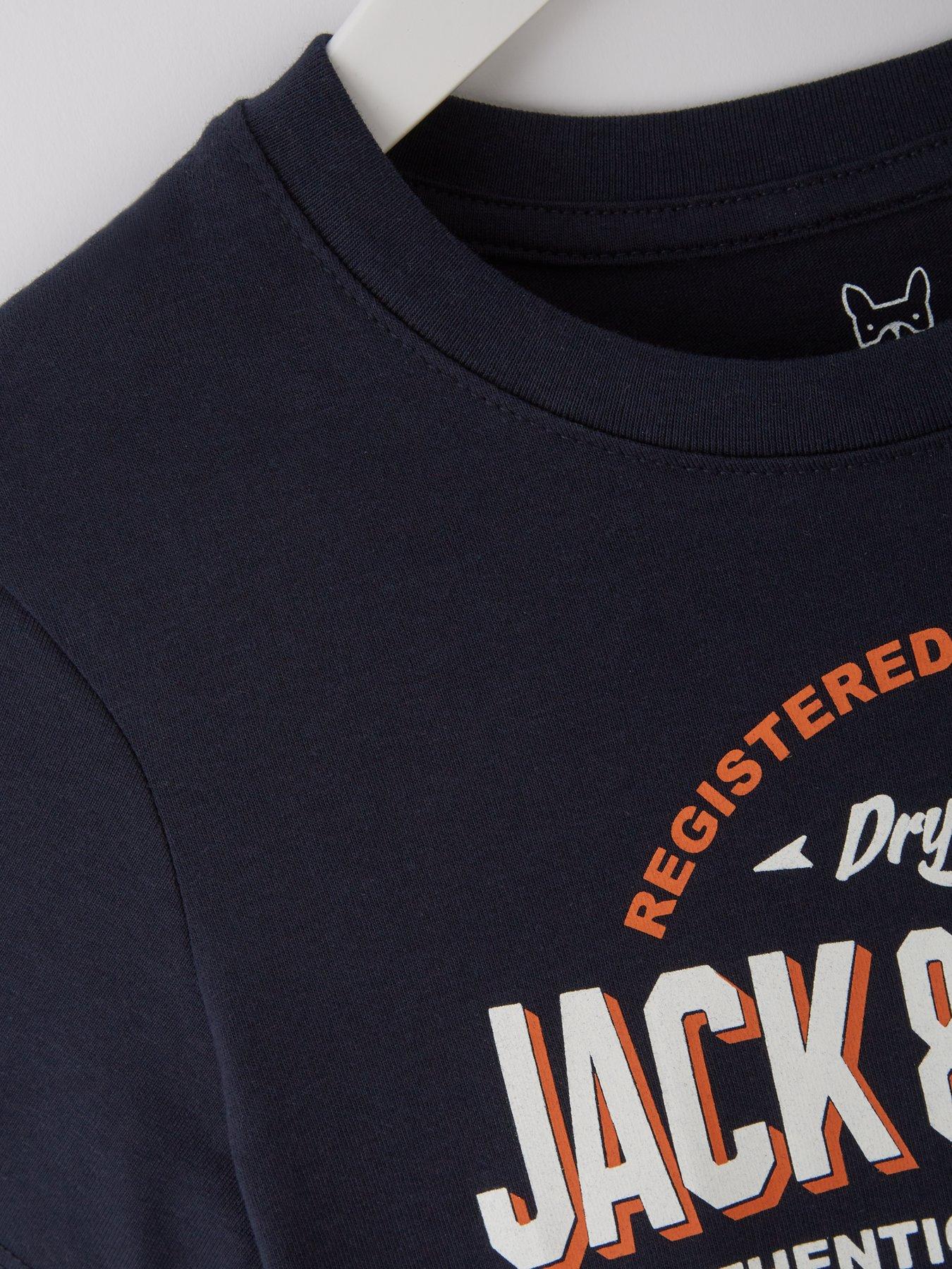 Image 3 of 4 of Jack & Jones Mini Younger Boys 2 Colour Logo T-Shirt - Navy