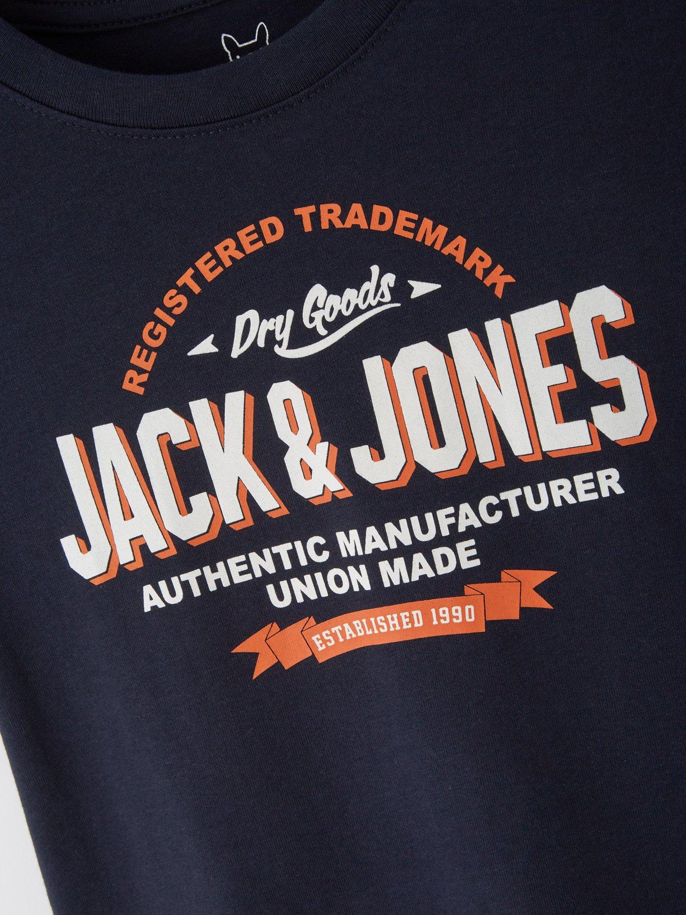 Image 4 of 4 of Jack & Jones Mini Younger Boys 2 Colour Logo T-Shirt - Navy