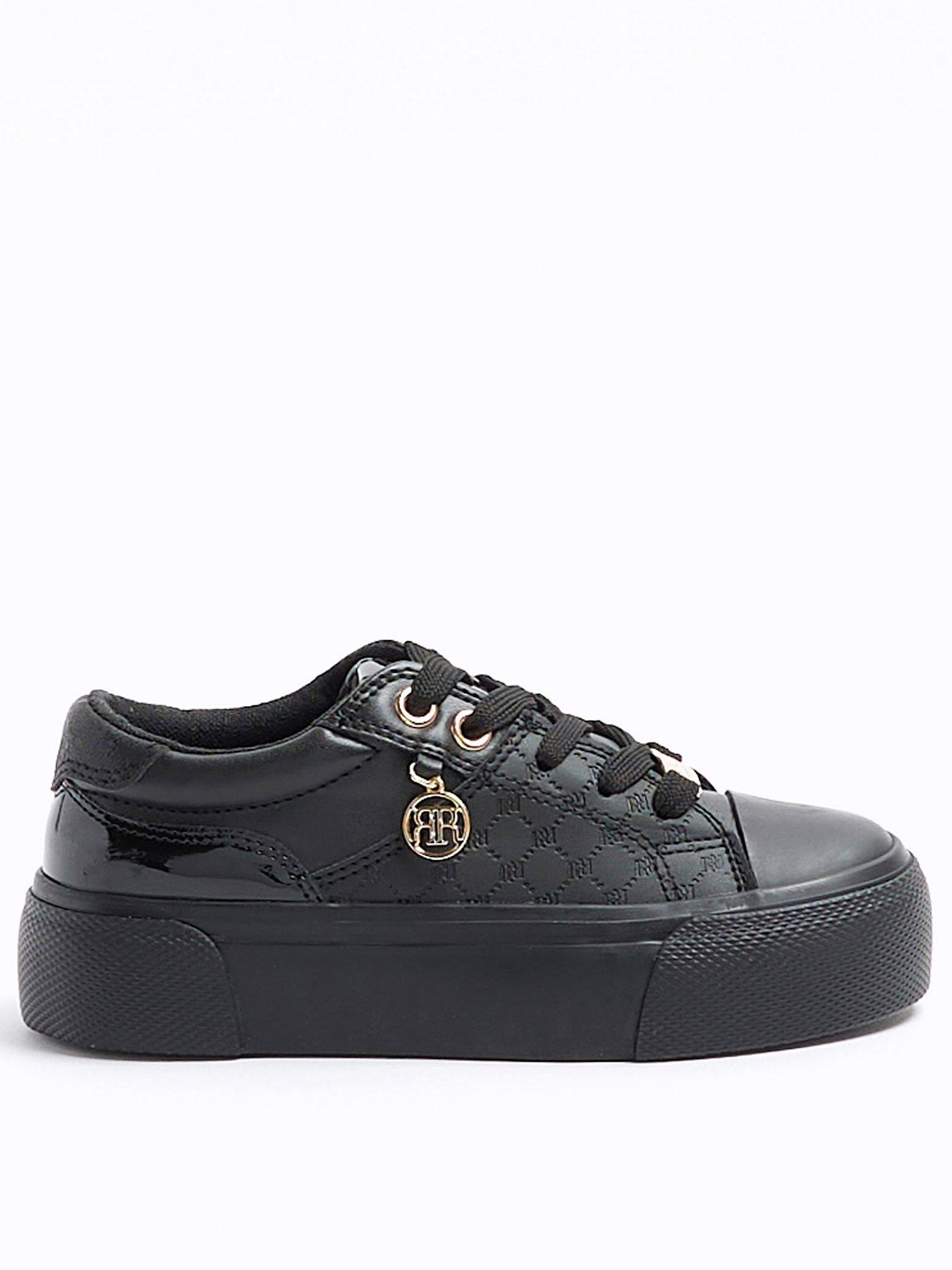Girls Embossed Ri Trainers Black