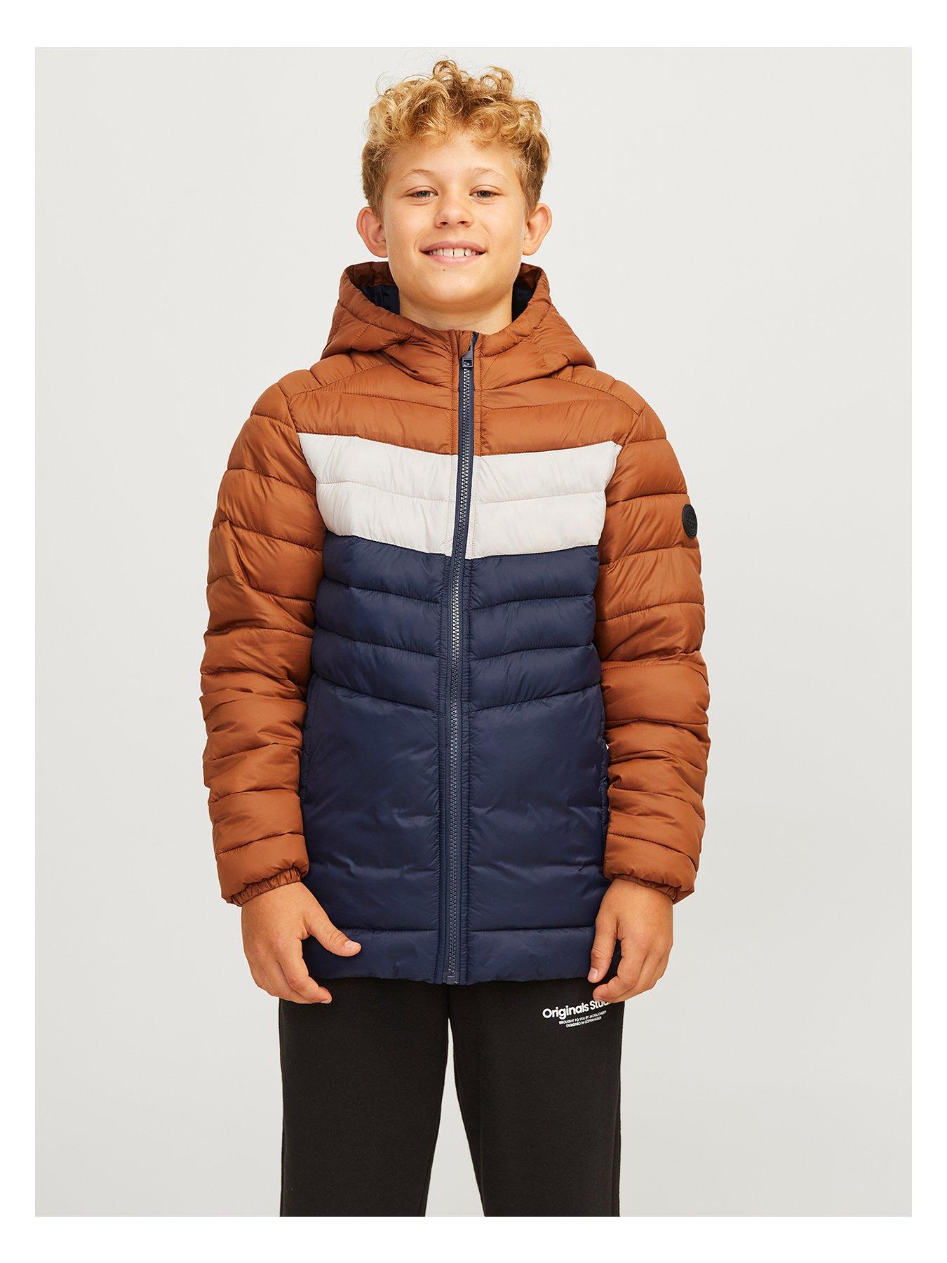 undefined Boys Sprint Padded Hooded Jacket - Navy Blazer/mocha