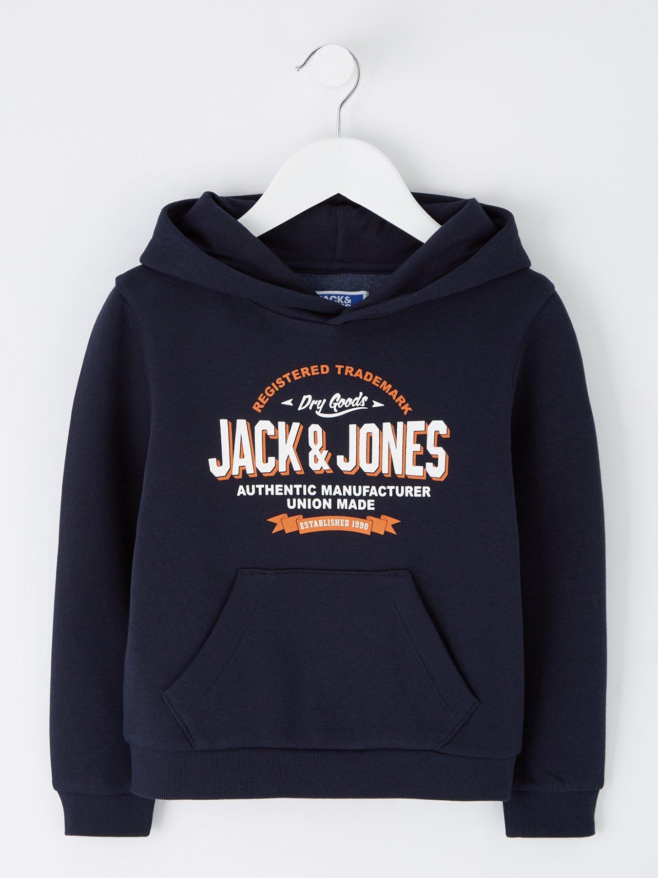 Image 1 of 4 of Jack & Jones Mini Younger Boys 2 Colour Logo Hoodie - Navy