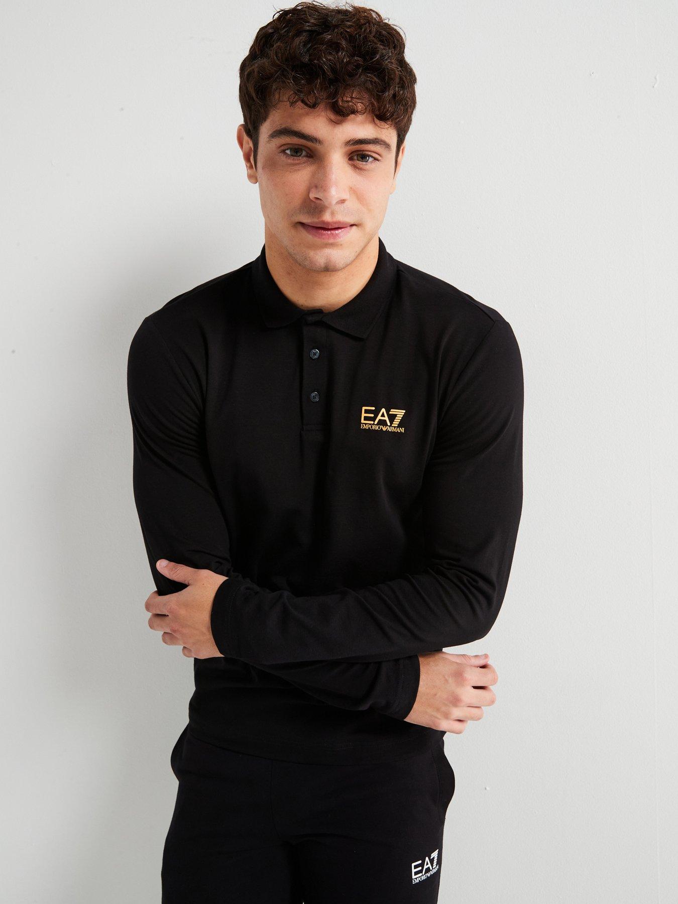 EA7 Emporio Armani Core Id Left Chest Logo Long Sleeve Polo Shirt - Black