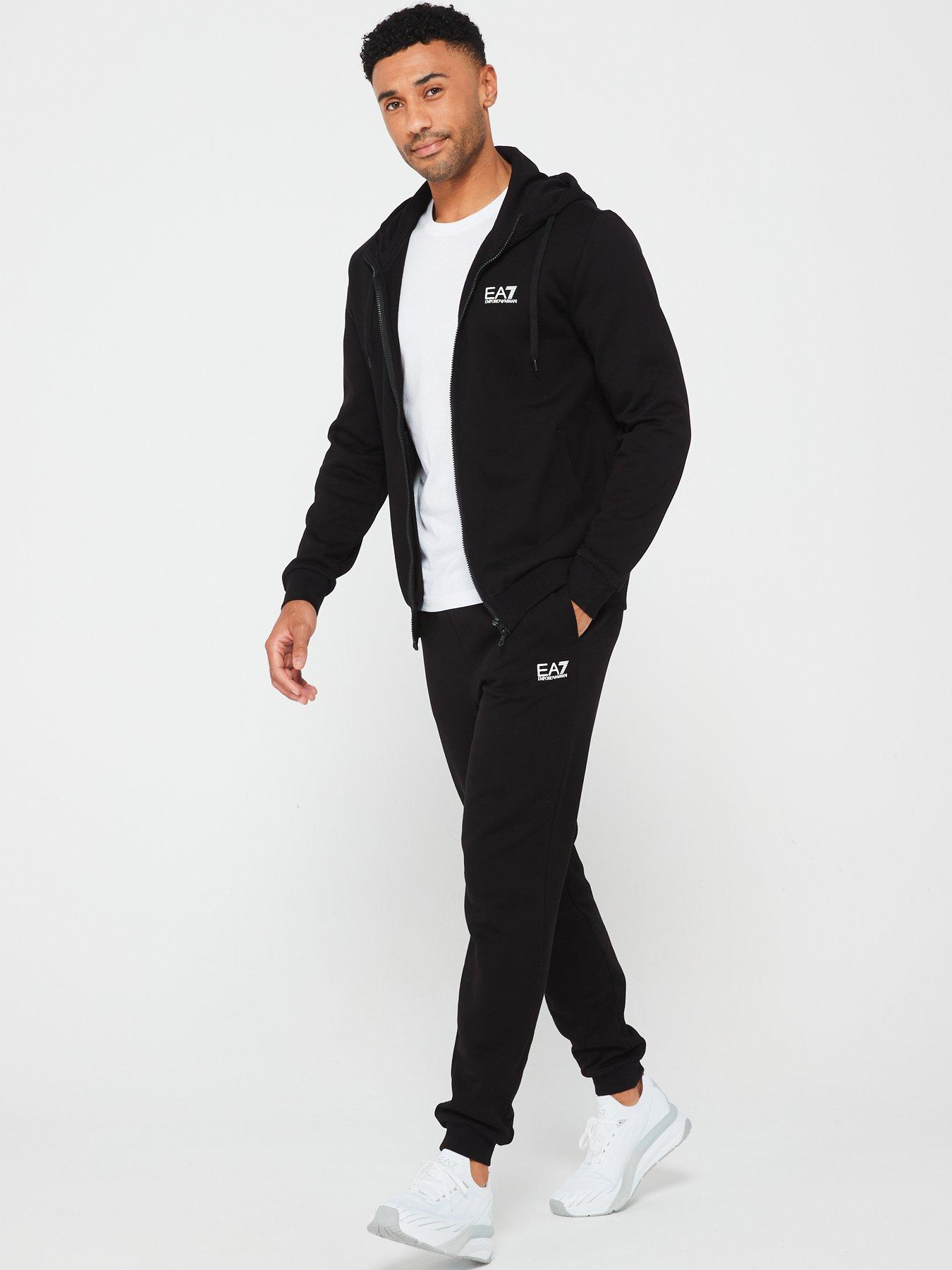 EA7 Emporio Armani Core Id Zip Hoodie Fleece Tracksuit - Black