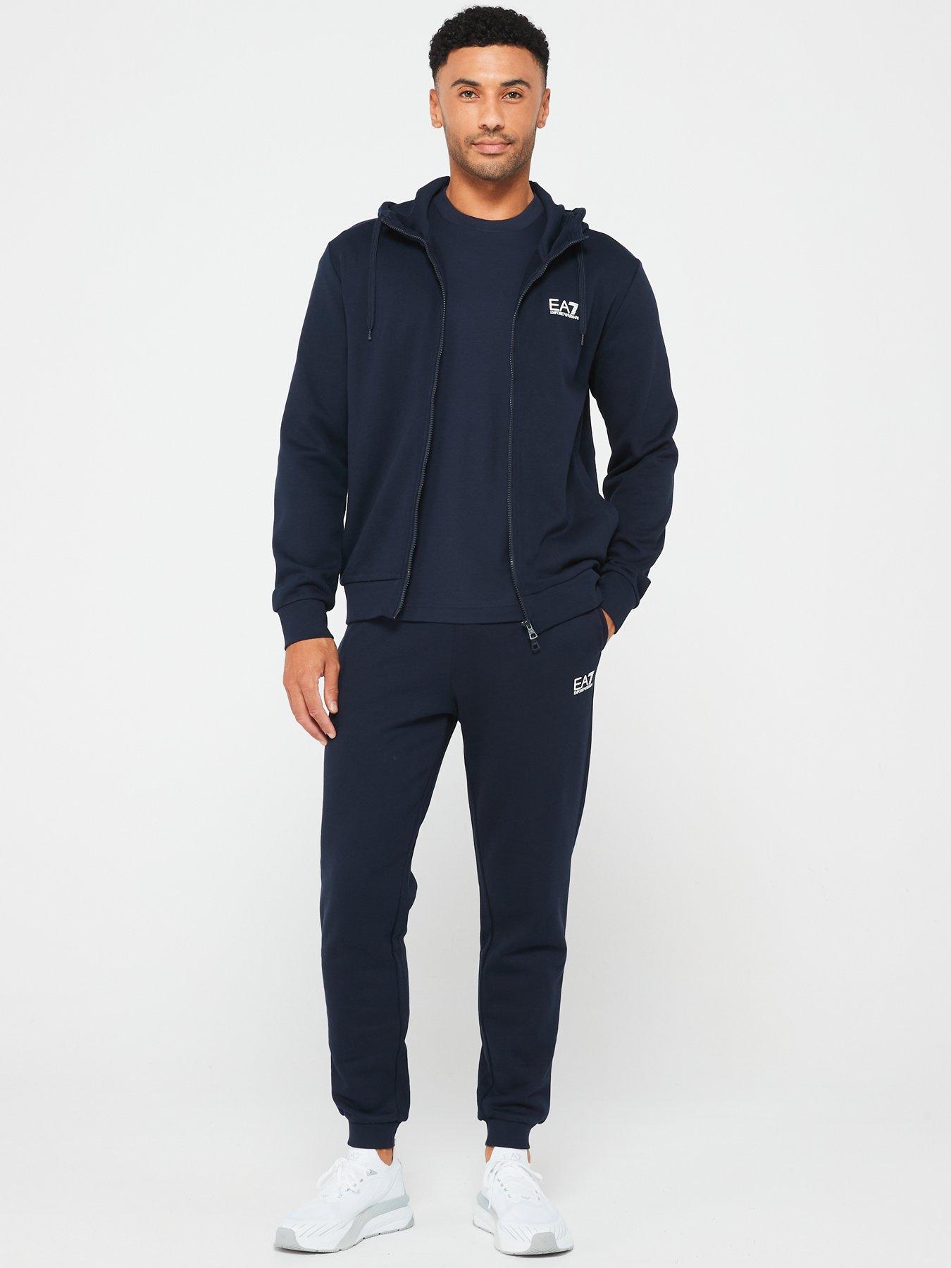 EA7 Emporio Armani Core Id Zip Hoodie Fleece Tracksuit - Dark Blue, Dark Blue, Size L, Men