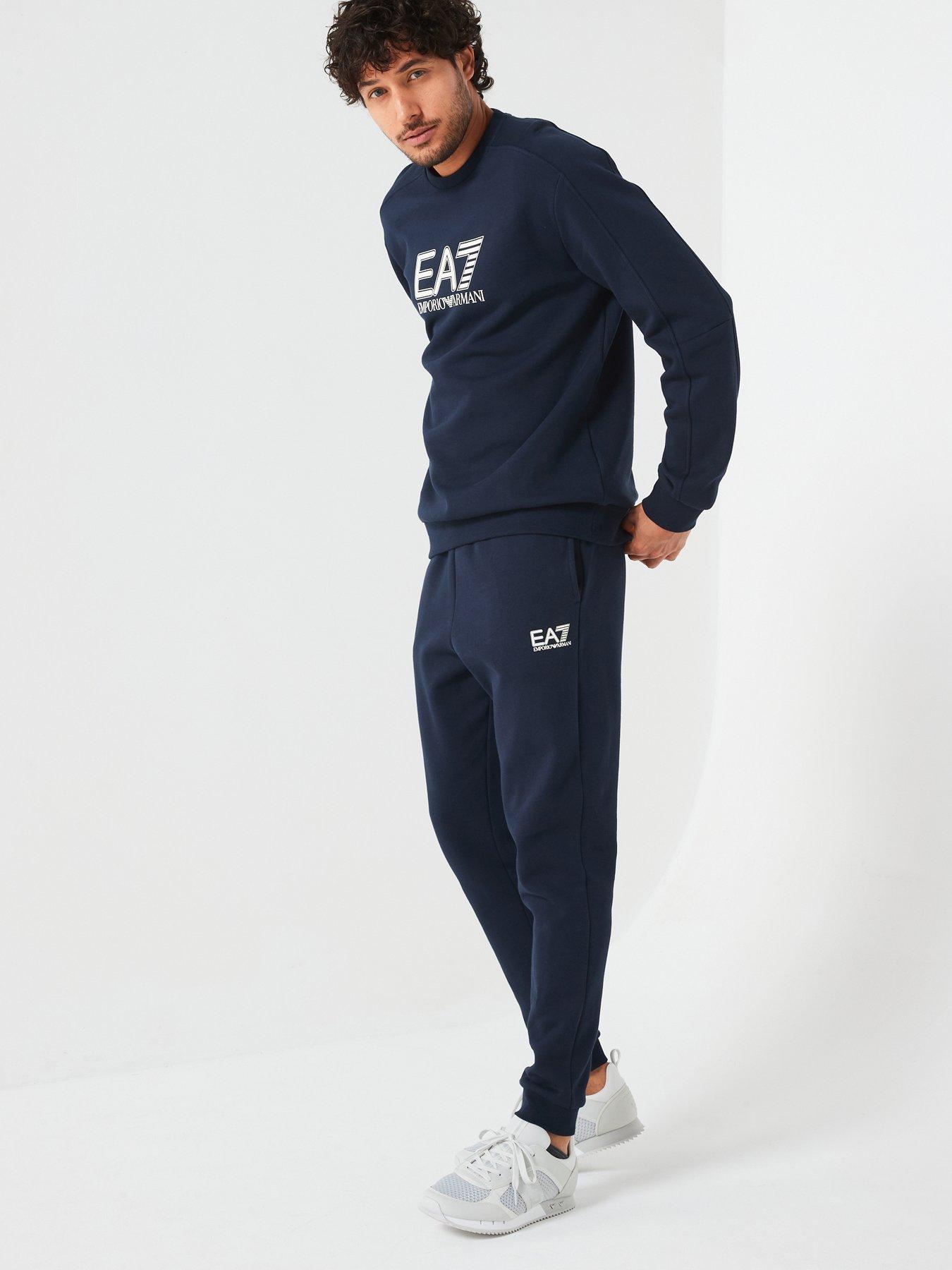 EA7 Emporio Armani Visibility Centre Logo Crew Tracksuit - Dark Blue, Dark Blue, Size Xs, Men