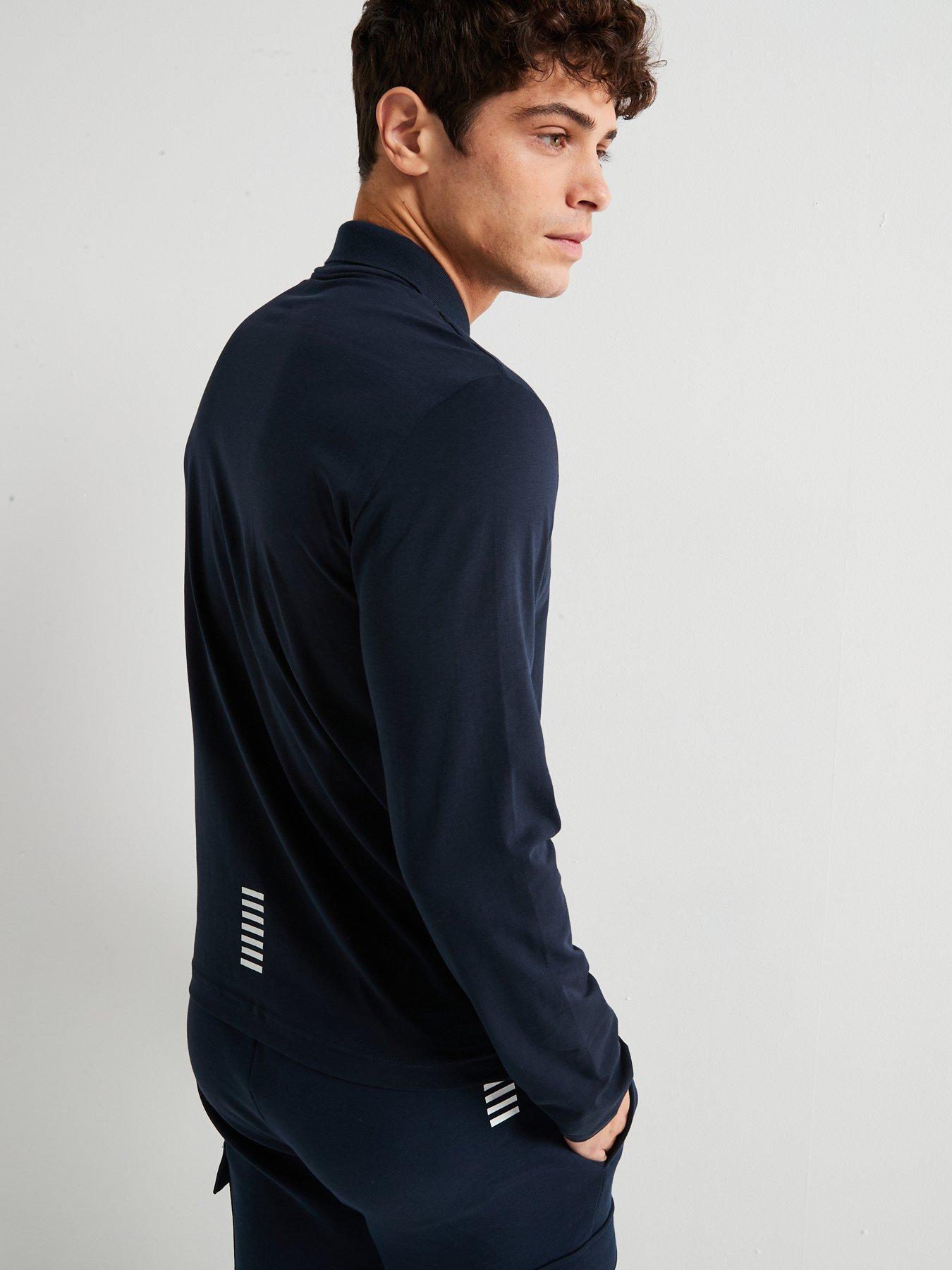 Image 2 of 6 of EA7 Emporio Armani Core ID Chest Logo Long Sleeve Polo Shirt - Dark Blue