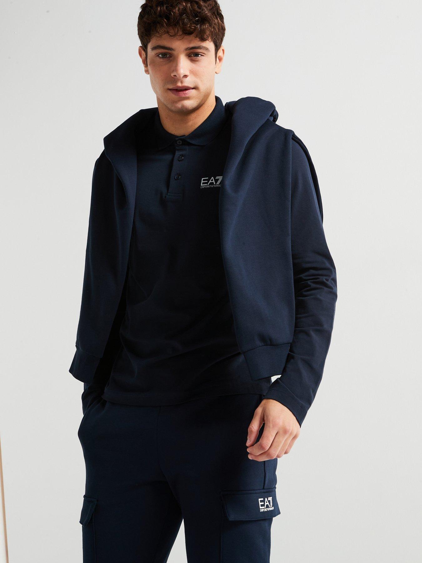 Image 5 of 6 of EA7 Emporio Armani Core ID Chest Logo Long Sleeve Polo Shirt - Dark Blue