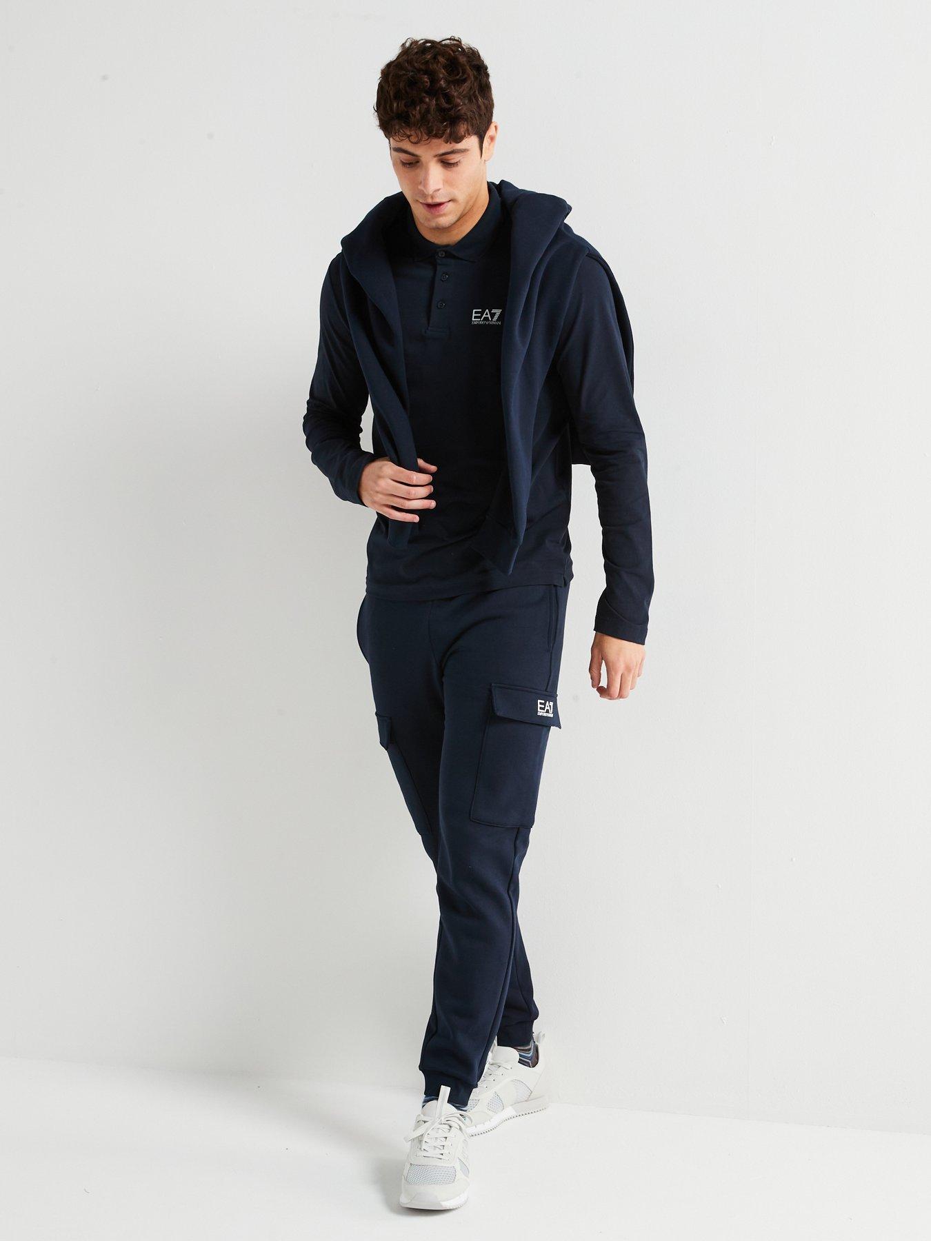 Image 6 of 6 of EA7 Emporio Armani Core ID Chest Logo Long Sleeve Polo Shirt - Dark Blue