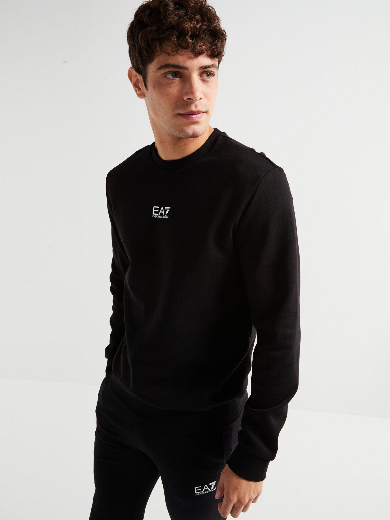 EA7 Emporio Armani Core Id Centre Logo Crew Sweat, Black, Size 3Xl, Men