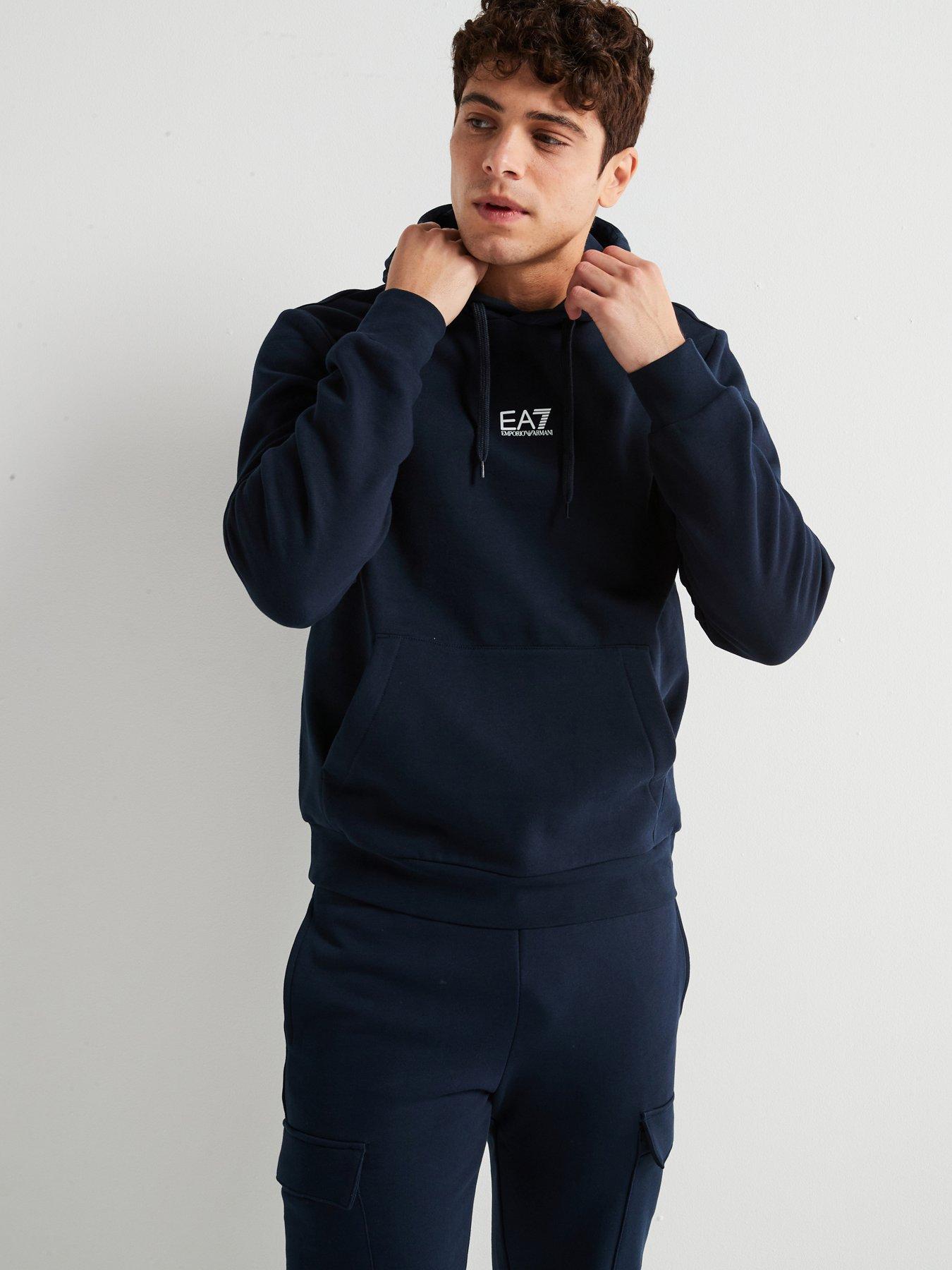 EA7 Emporio Armani Core Id Centre Logo Hoodie, Dark Blue, Size 3Xl, Men