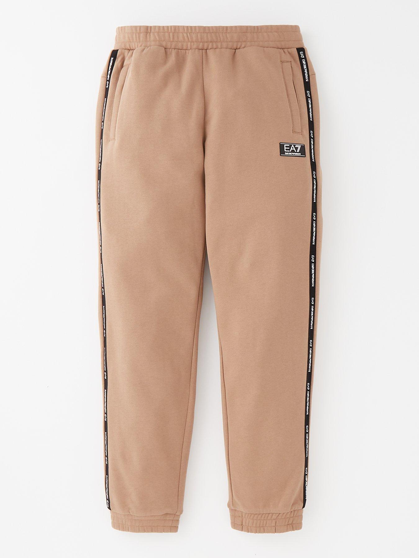 undefined Boys Tape Logo Jog Pants - Dark Beige