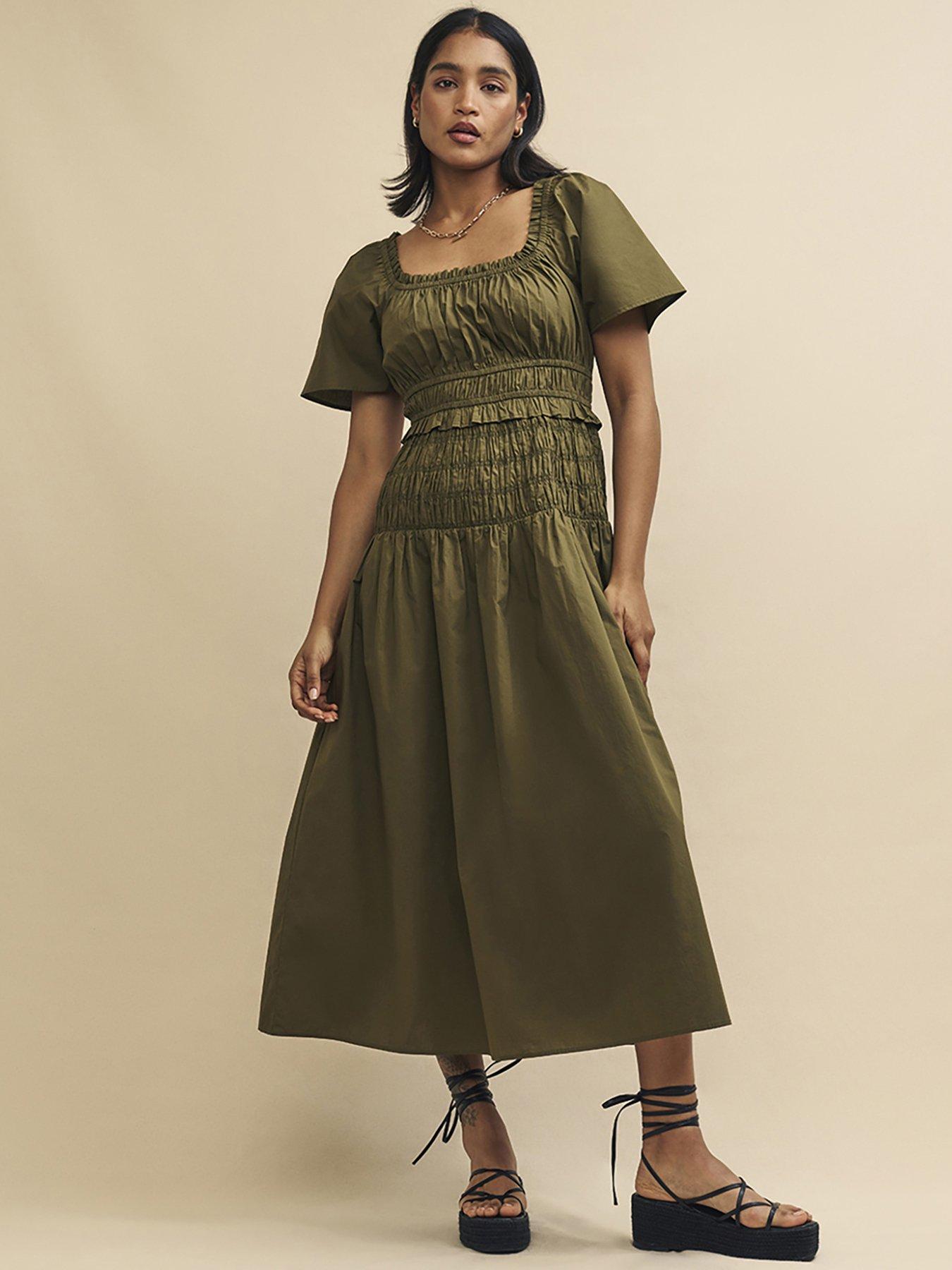 nobodys-child-cassandra-midaxi-dress-khaki