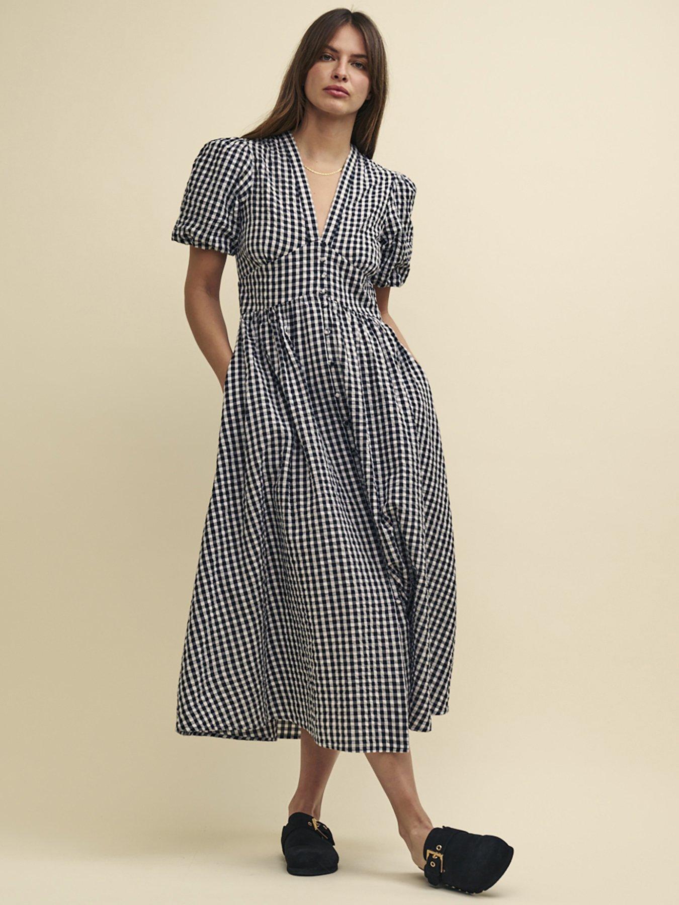 Nobodys Child Starlight Gingham Midi Dress - Black/White | Very.co.uk