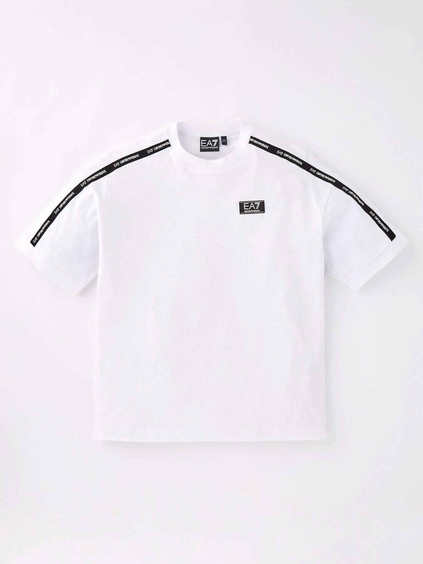 undefined Boys EA7 Tape Logo Short Sleeve T-Shirt - White