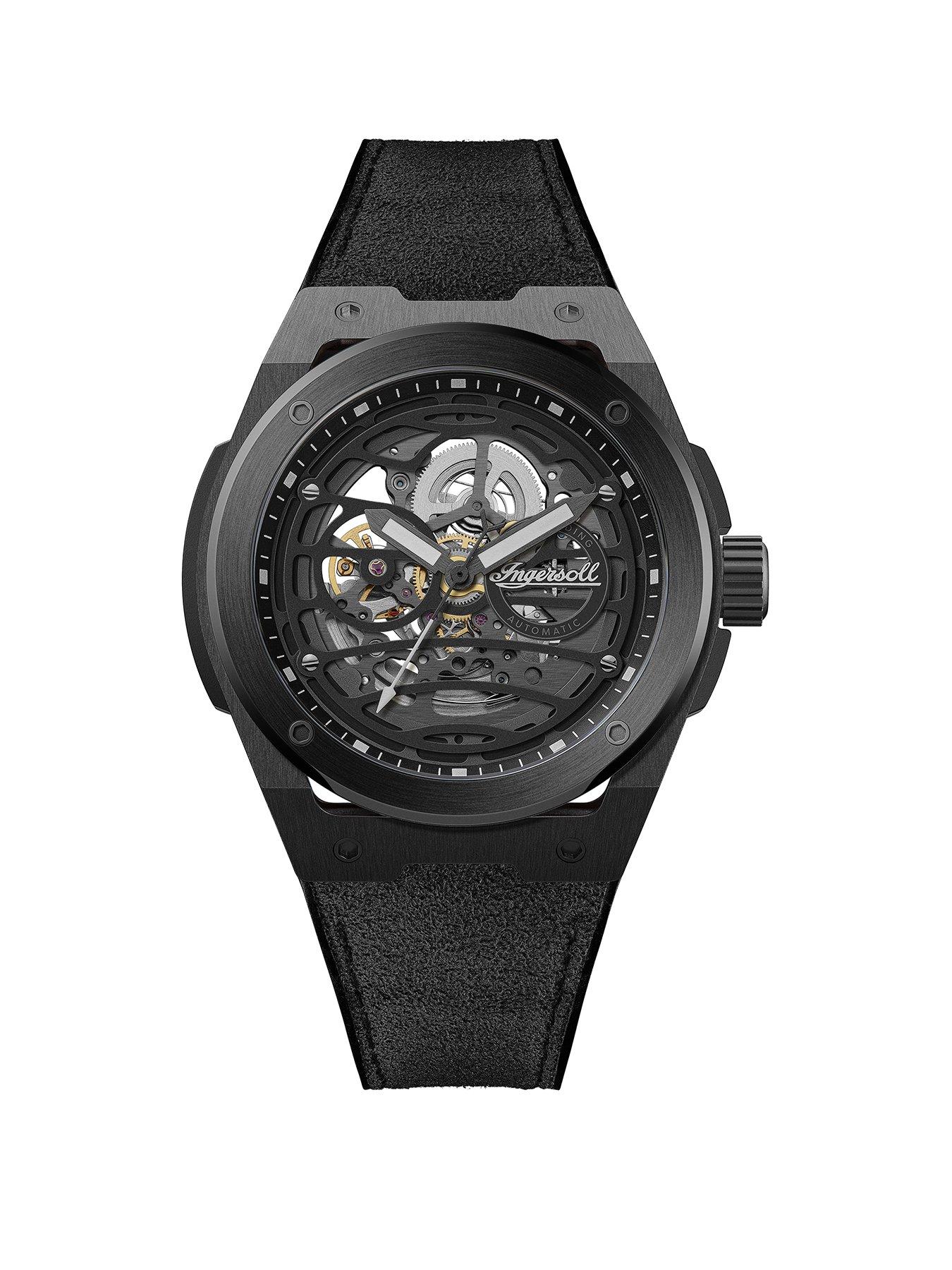 Product photograph of Ingersoll 1892 The Springfield Automatic Mens Watch With Black Dial And Black Pu Strap - I15201 from very.co.uk