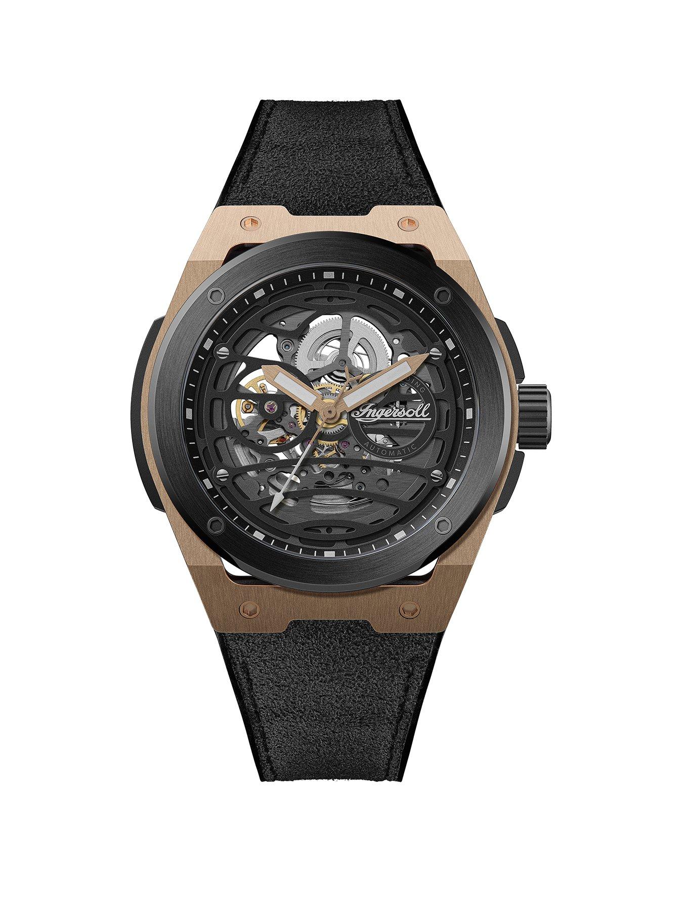 Ingersoll 1892 The Springfield Automatic Mens Watch with Black Dial and Black PU Strap - I15202